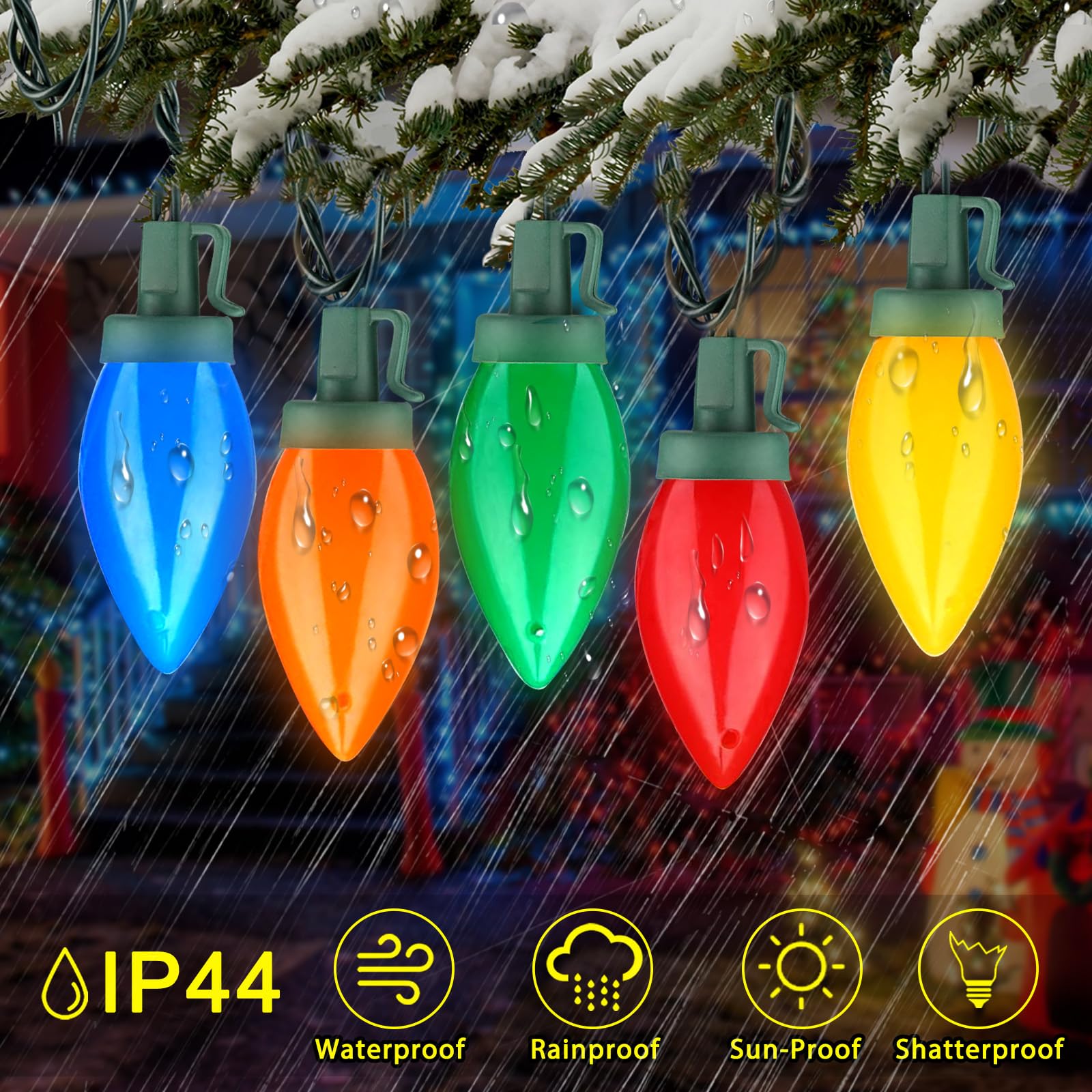 C9 Christmas Lights Outdoor, 23Ft 35Led C9 Vintage Christmas Led Lights C9 Multicolor Bulbs C9 Christmas String Lights Plug In F