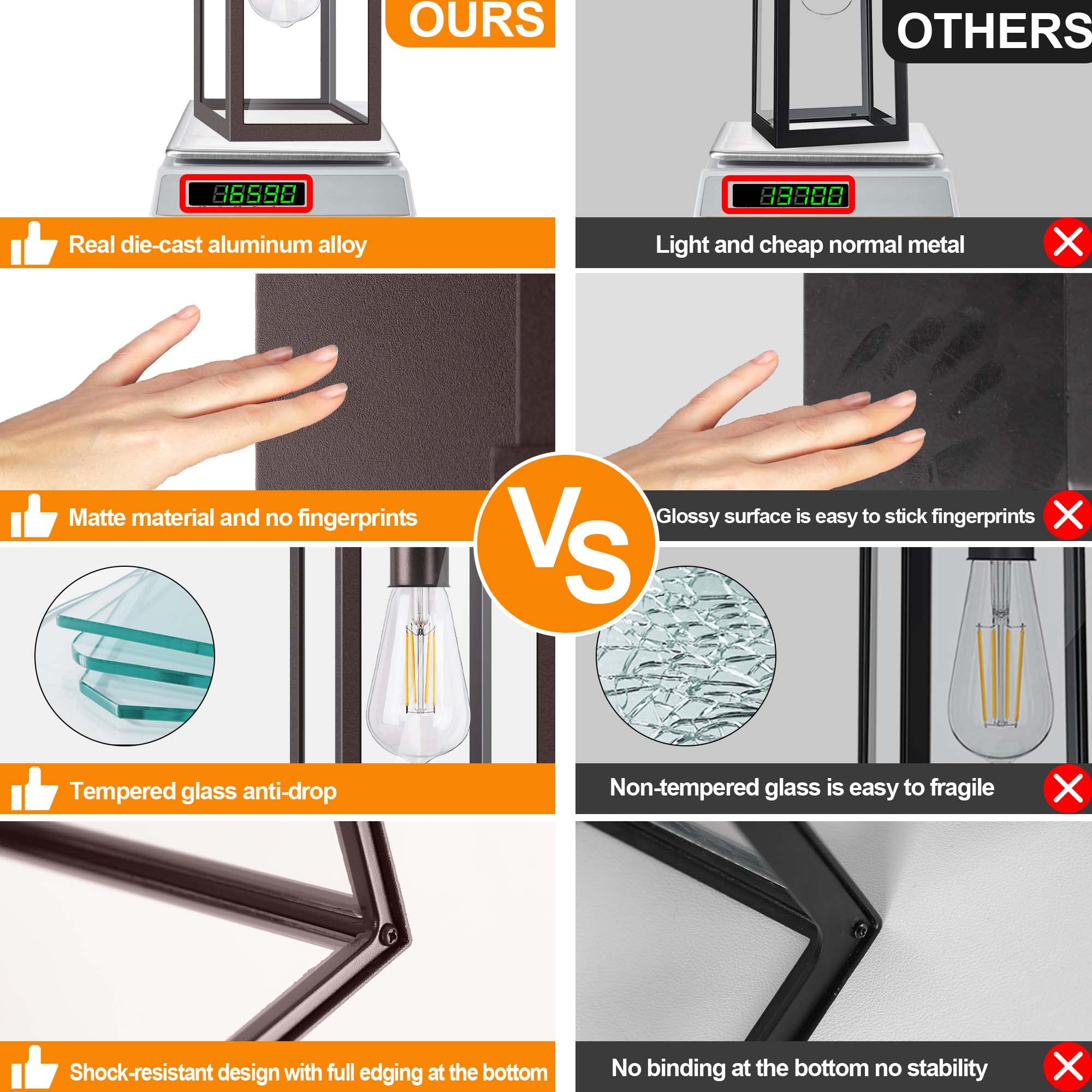 Partphoner Waterproof Porch Light Fixtures, 2 Pack Oil Rubbed Bronze Aluminum Wall Sconce, Model Str-Wl-0001