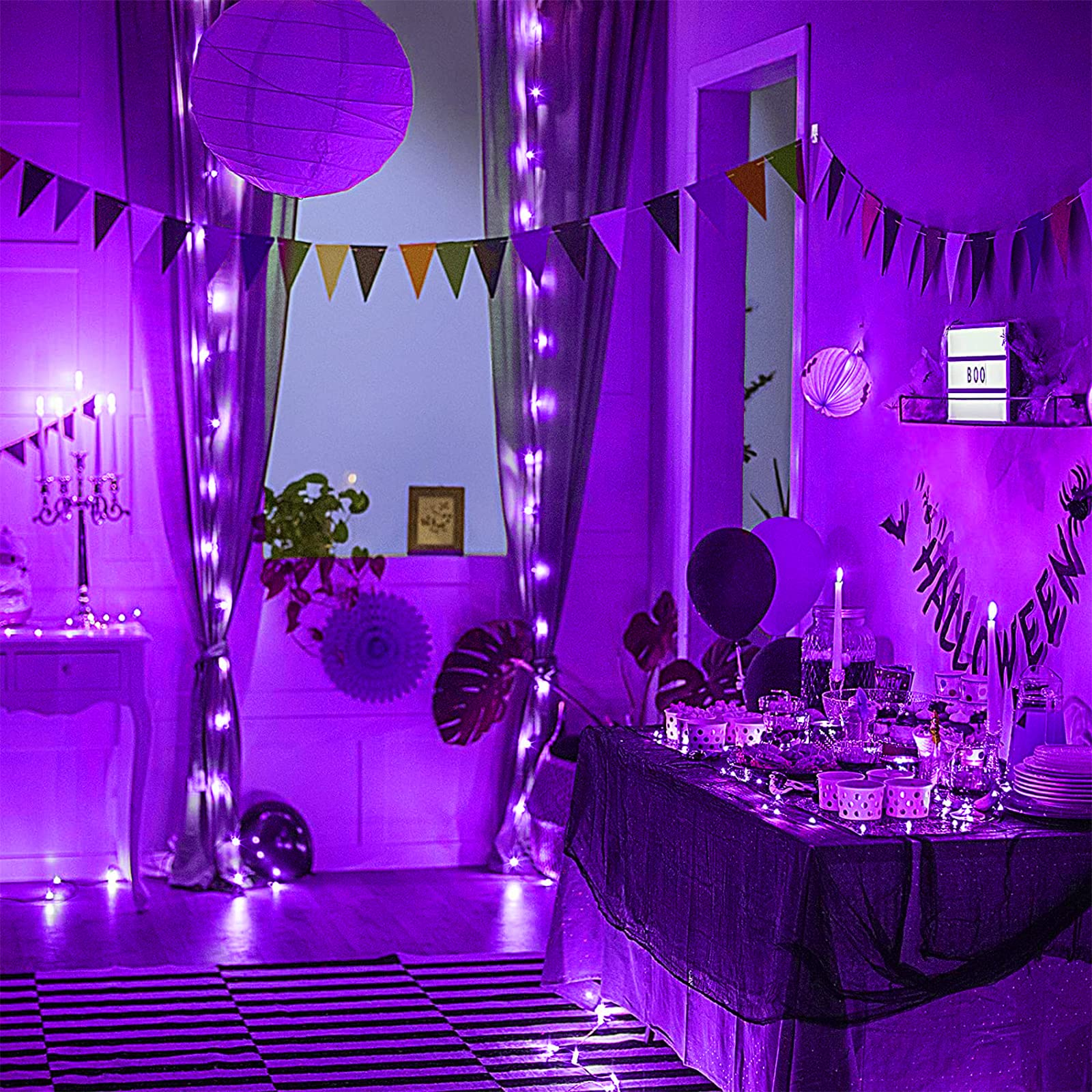 Yiaht 12 Pack Battery Operated Purple Halloween String Lights 7 Feet 20 LED Waterproof Mini Lights for Indoor Outdoor Decor