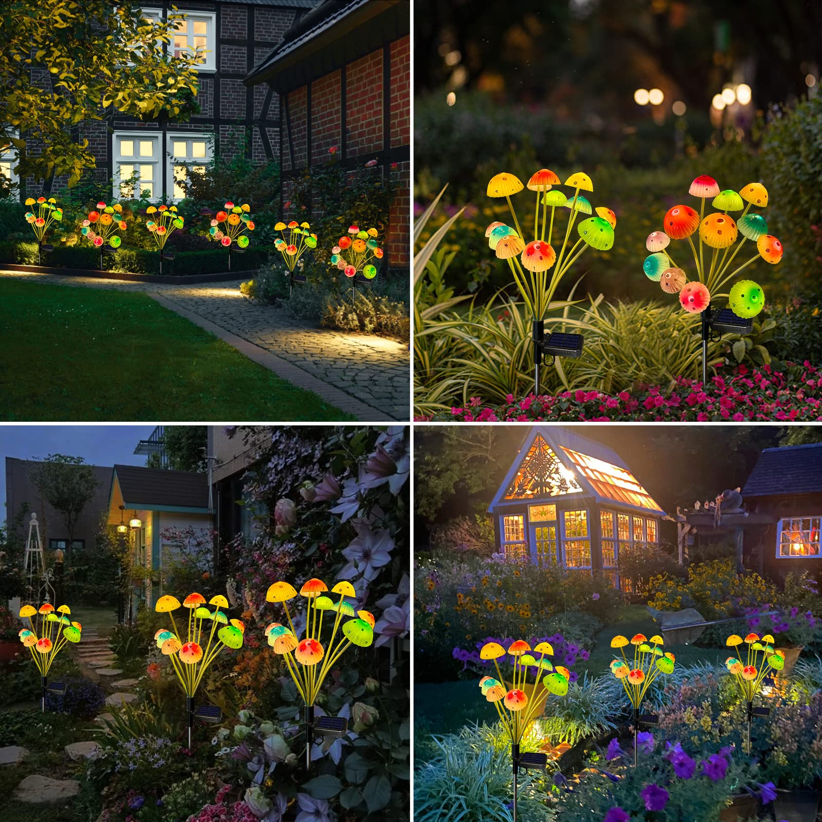 Kohlrabi Solar Garden Lights - 48Led Mushroom Decor, Waterproof, 4-Pack, 6 Colors For Outdoor Use