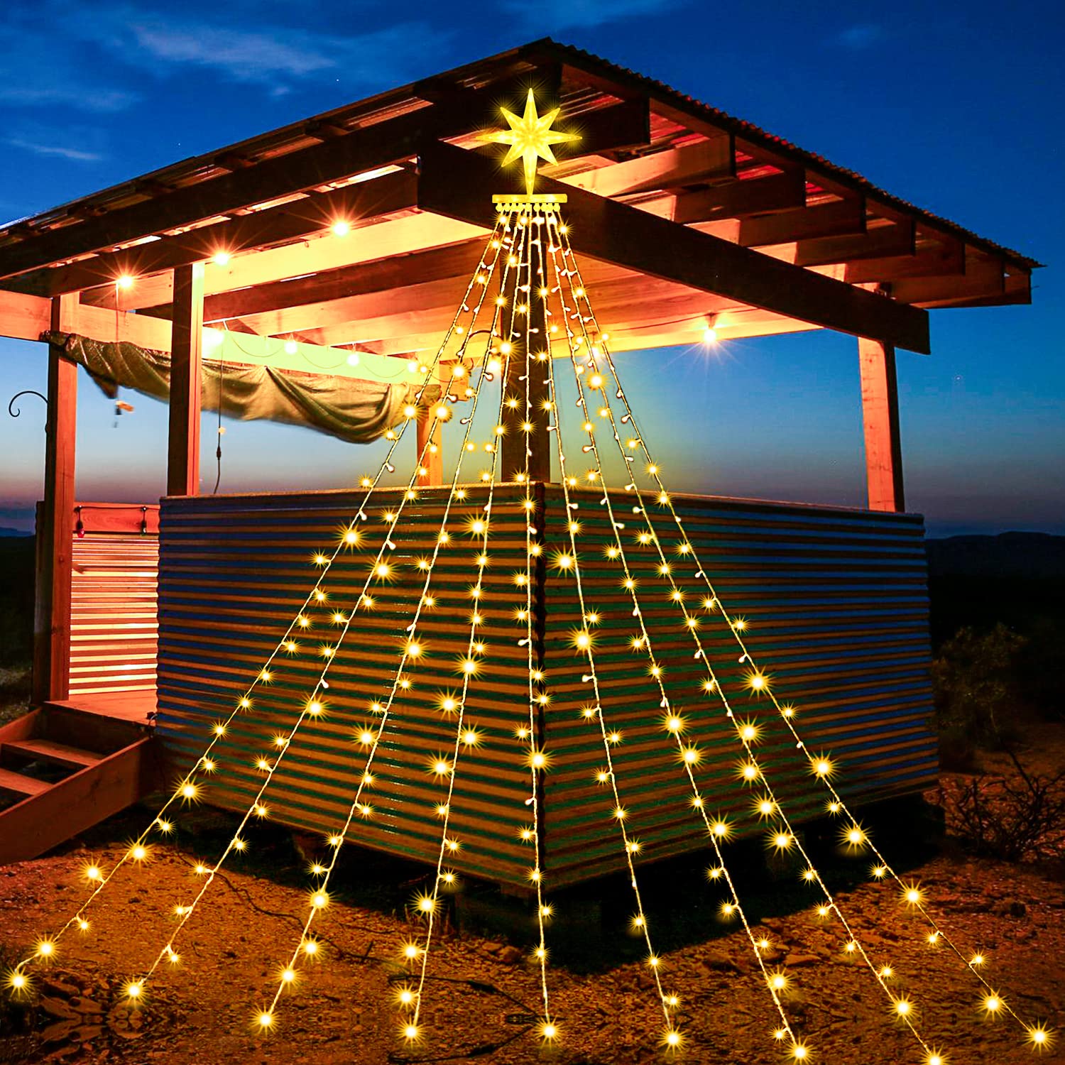 Puhong Christmas Decoration Dippers Star String Lights,16.4Ft 320 Led Christmas Tree Lights [8 Modes & Waterproof],With 11'' Lig