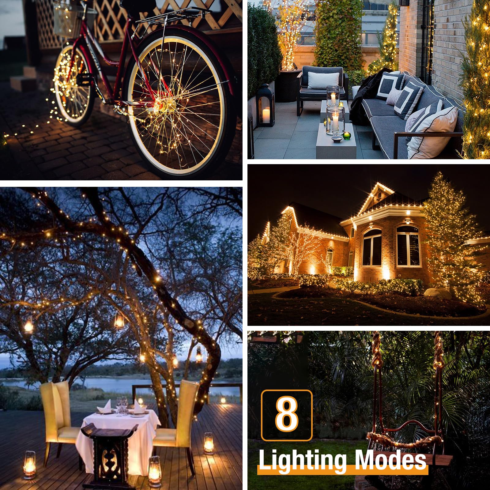 12 Pack Solar String Lights Outdoor, Total 960Led 396Ft Solar Fairy Twinkle Lights Outdoor Waterproof 8 Modes Copper Wire Solar