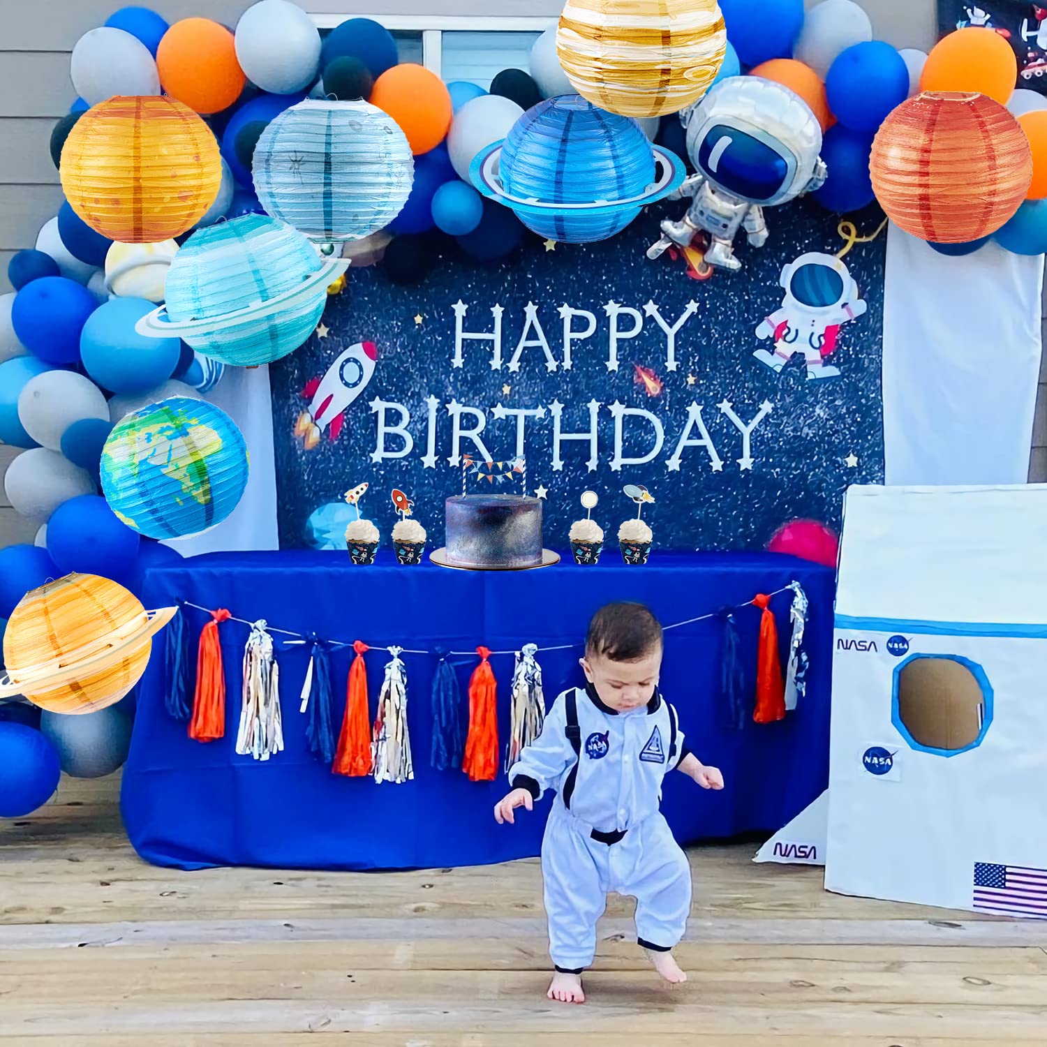Easy Joy 8 Pcs Planet Paper Lanterns Solar System Planets Lantern For Kids Outer Space Party Decorations Space Theme Party Birth