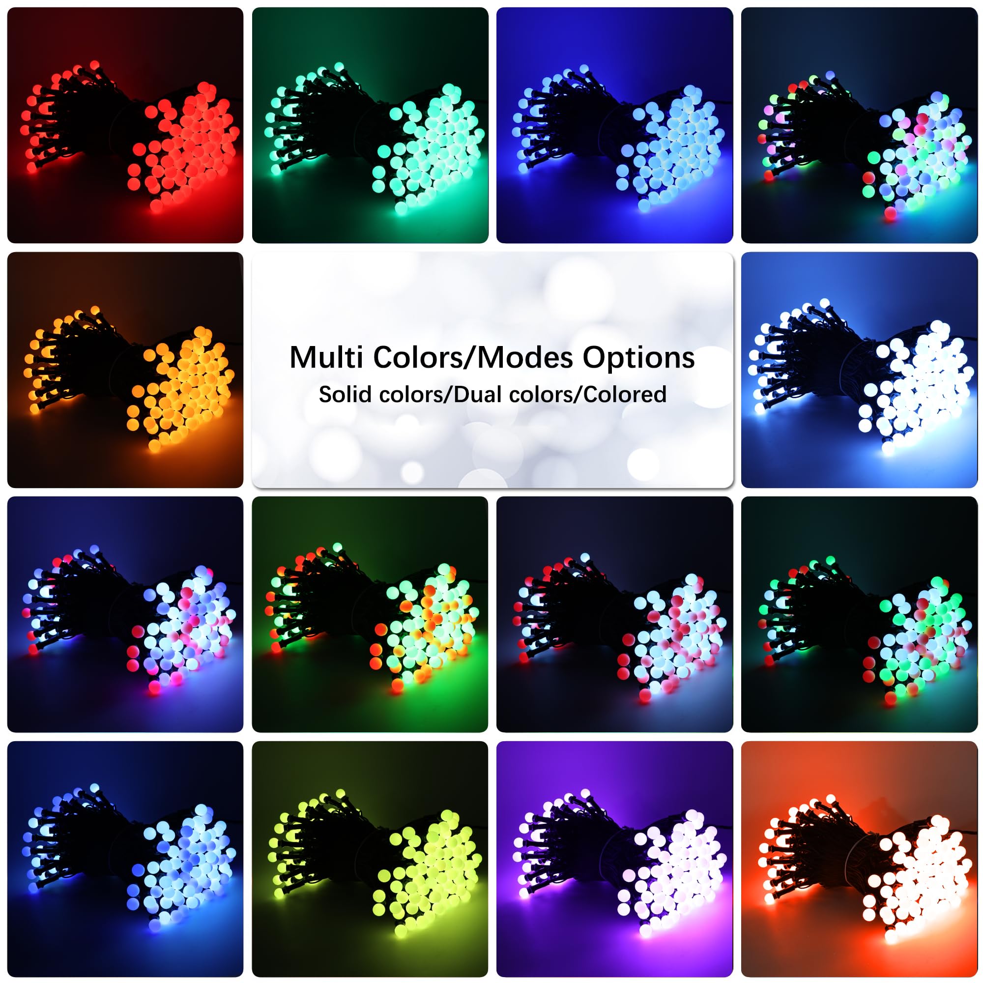 Brizled Christmas Lights, 163.38ft 498 LED Color Changing Christmas Lights with Remote, RGB Christmas Berry String Lights Dimmab