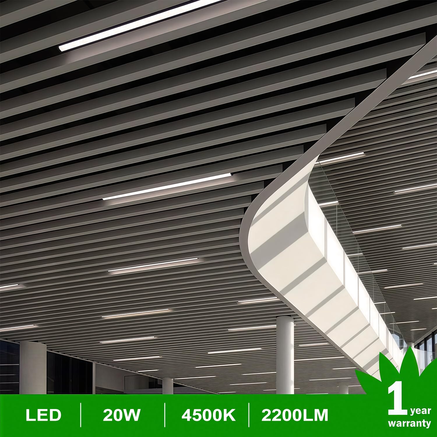 Lightingwill Led T5 Integrated Fixture 4Ft, Natural White 4000K, 20W, Linkable Shop Light, Ceiling And Under Cabinet Light, Cord