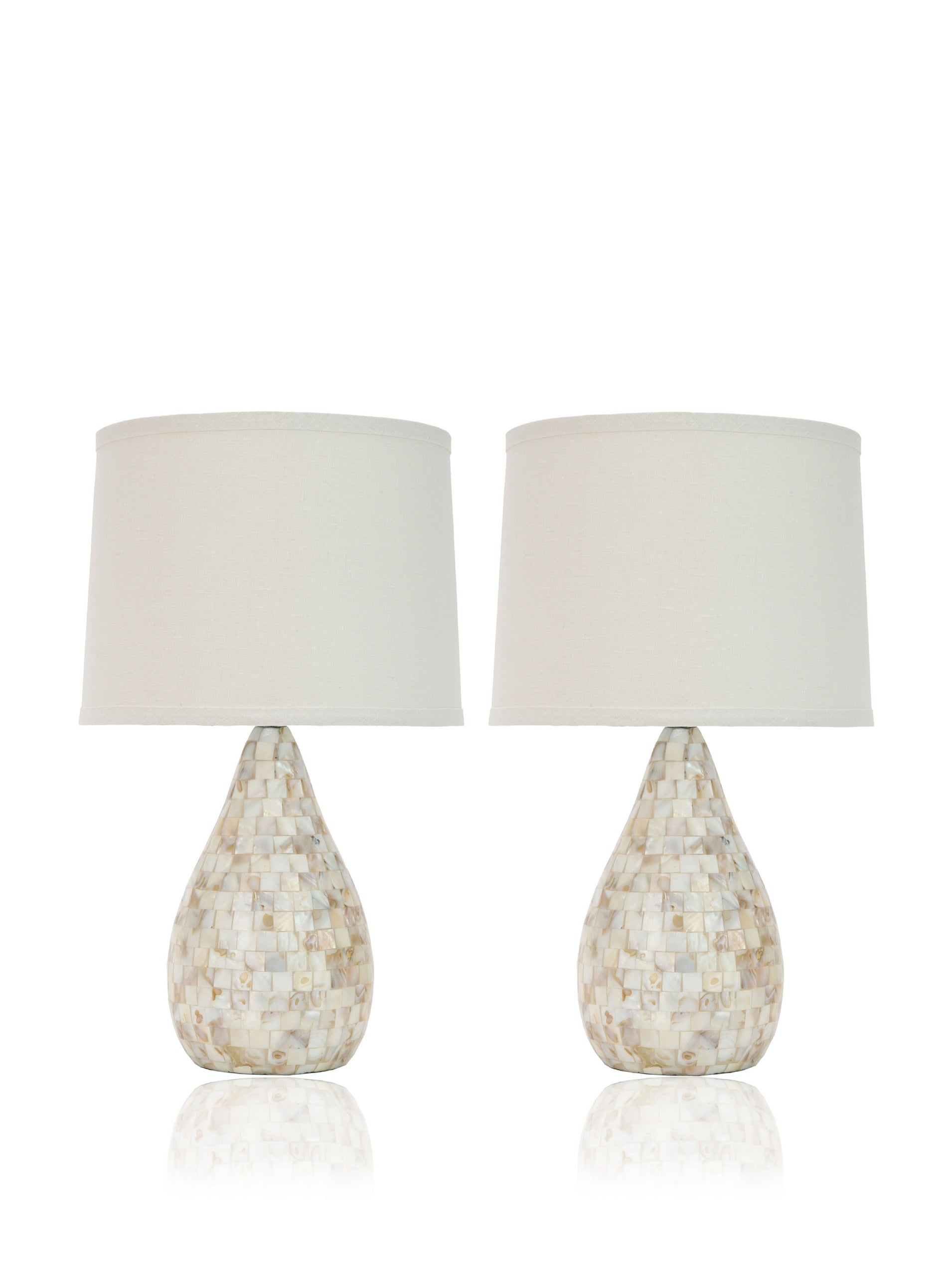 SAFAVIEH Lighting Collection - Lauralie Nautical Cream Capiz Shell Table Lamp, Set of 2, 21-Inch Bedroom Living Room Home Office