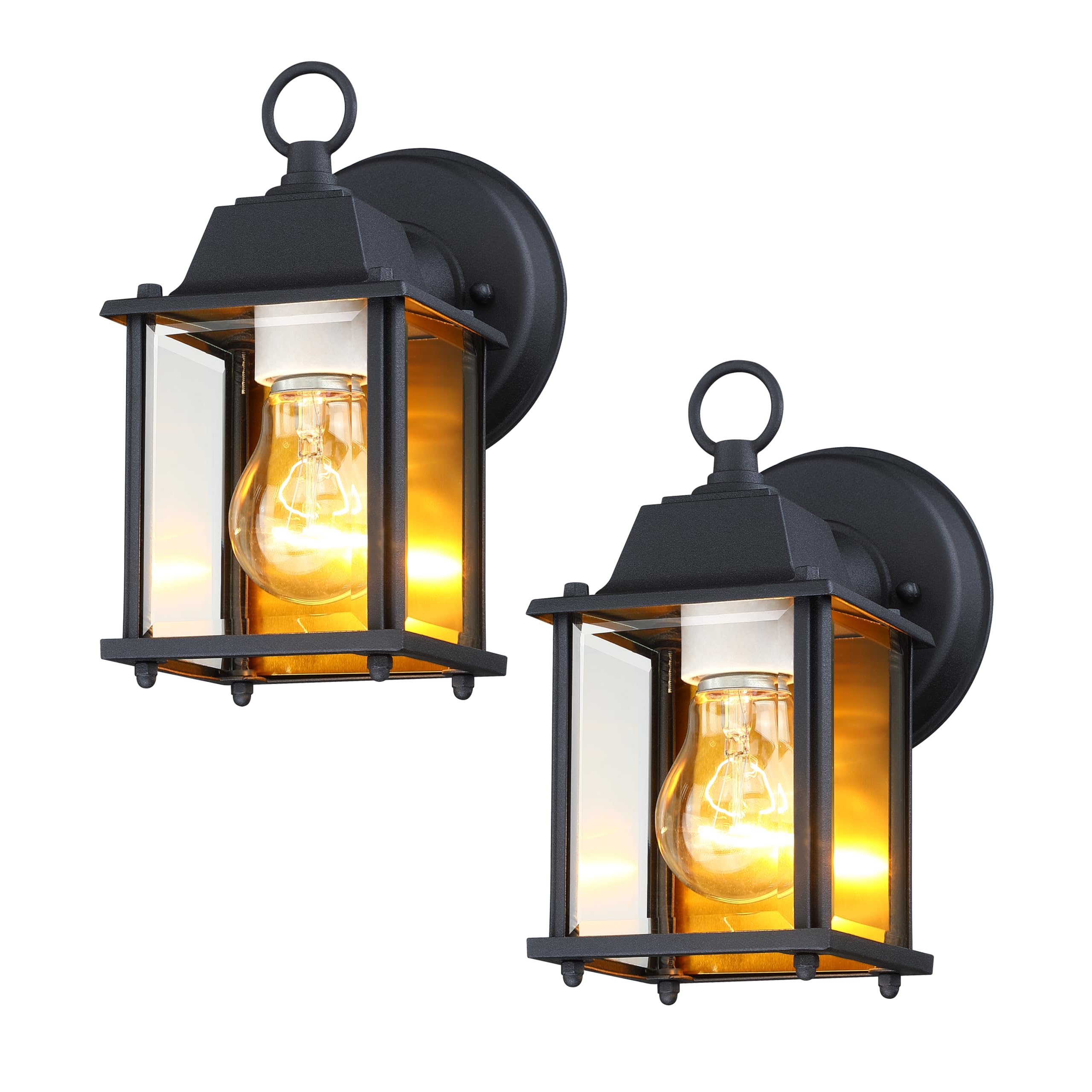 Designers Fountain Ivy Trail Outdoor Patio Lights, Pack Of 2 Exterior Wall Sconce, Clear Glass Light Fixture Set, Black