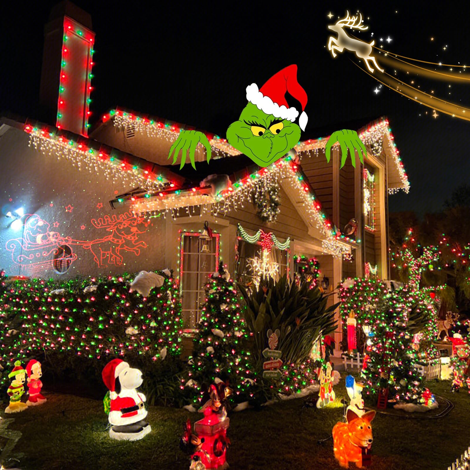 YEGUO 200 LED Christmas Lights Outdoor Waterproof, Green Wire, Red and Green, 8 Modes, 66ft, Model JT-EL/FC300V0120-C