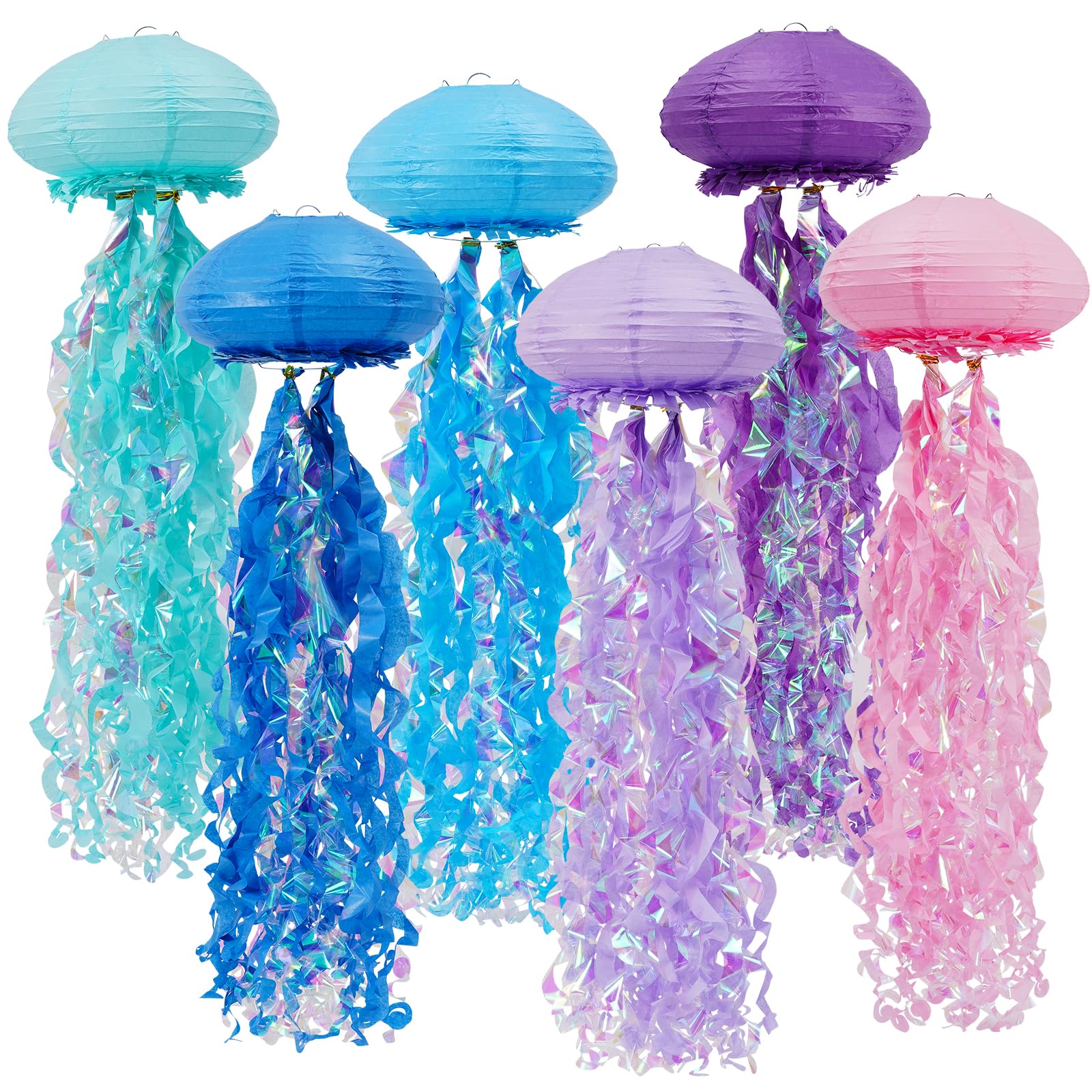 zilue Mermaid Birthday Decorations, Jellyfish Paper Lanterns for Ocean Mermaid Baby Shower Under The Sea Party Decorations Pack 