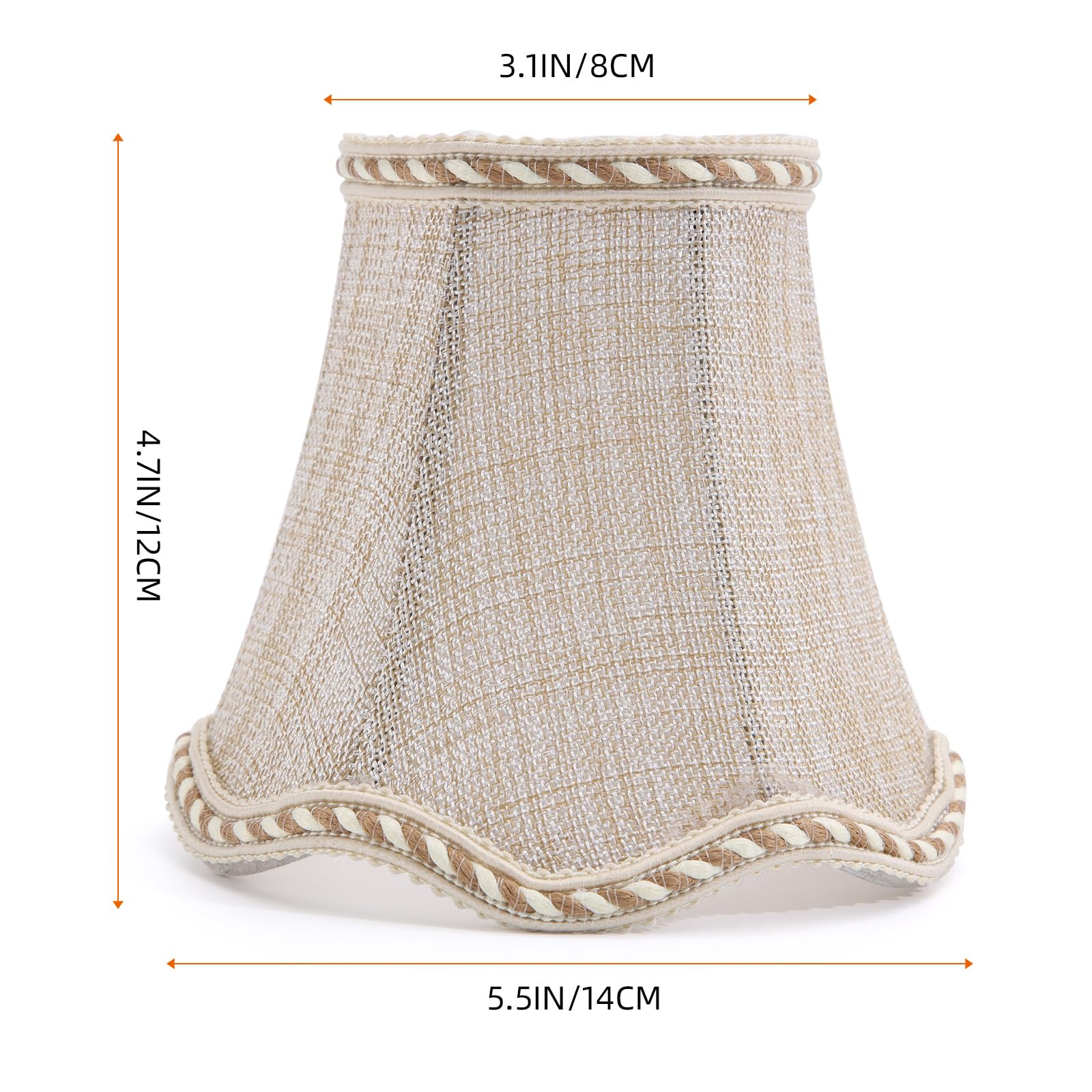 Fuloon Clip-On Bulb Shades, Modern European Style Mini Bell Shades, 3.1X4.7X5.5 In, 6 Pack(Sand Beige)