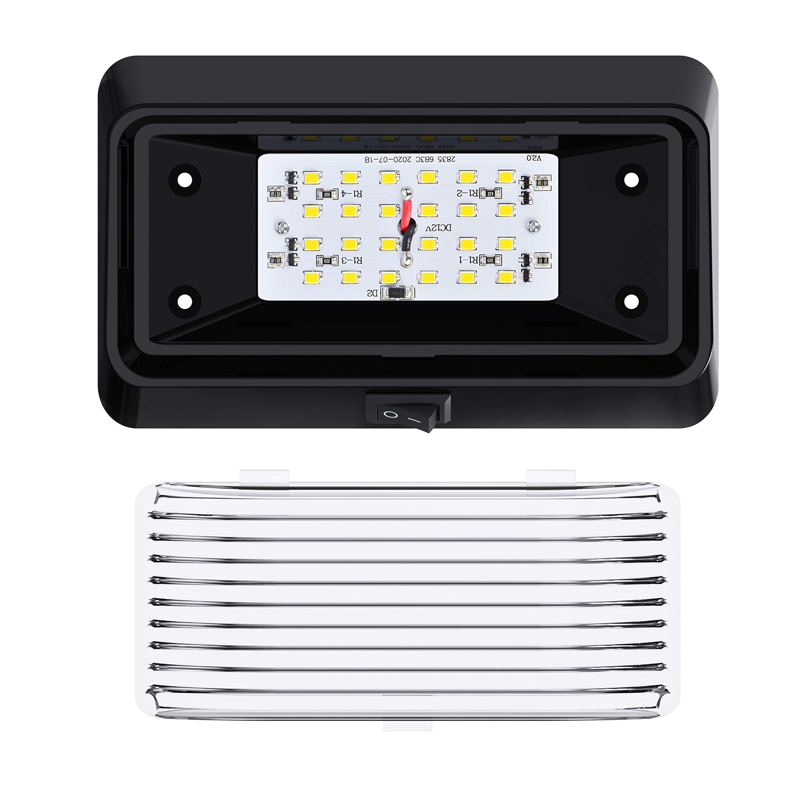 Leisure Led Rv Exterior Porch Light - 12V, 280 Lumen, Black Base, Clear & Amber Lens, 1-Pack, Model 10