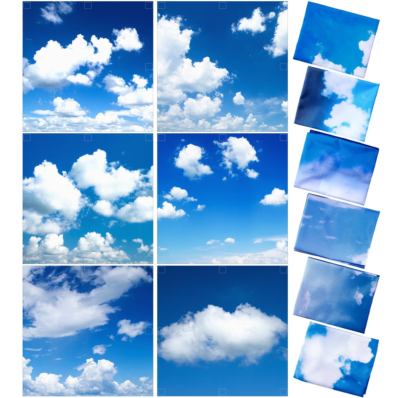 Kittmip 6 Pcs Fluorescent Light Covers with 48 Magnets, 2 ft, Blue Sky, 100D Polyester