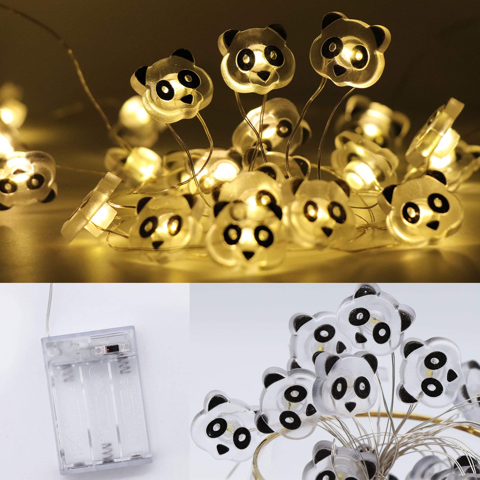 Supergift Panda Led String Lights 10Ft 30 Leds Party Lights Battery Operated Copper Wire Night Light Outdoor String Light Waterproof Indoor Bedroom Children Girls Room Wall Décor