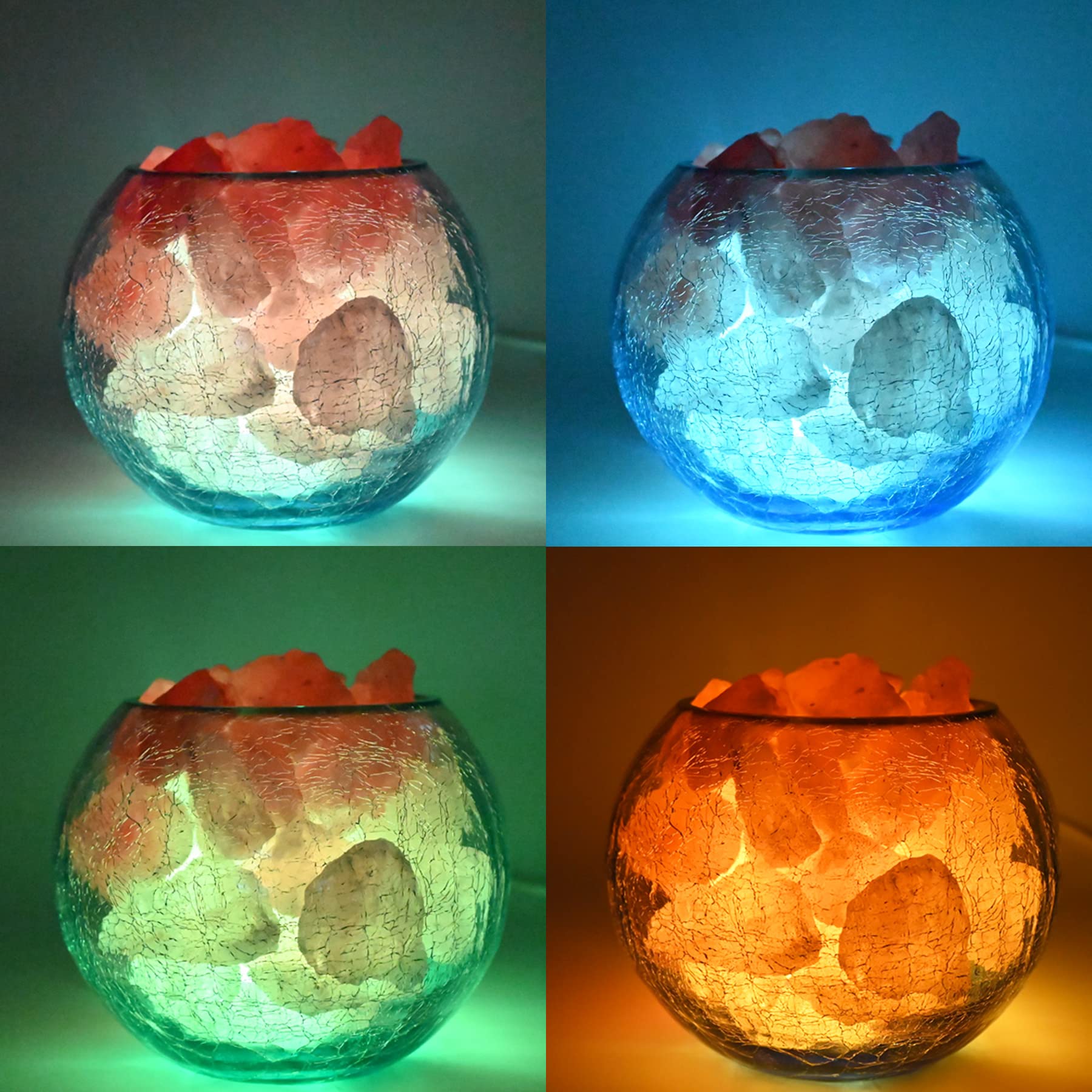 V.C.Formark Color Changing Usb Himalayan Salt Lamp - Ice Crack Design For Desk & Living Room