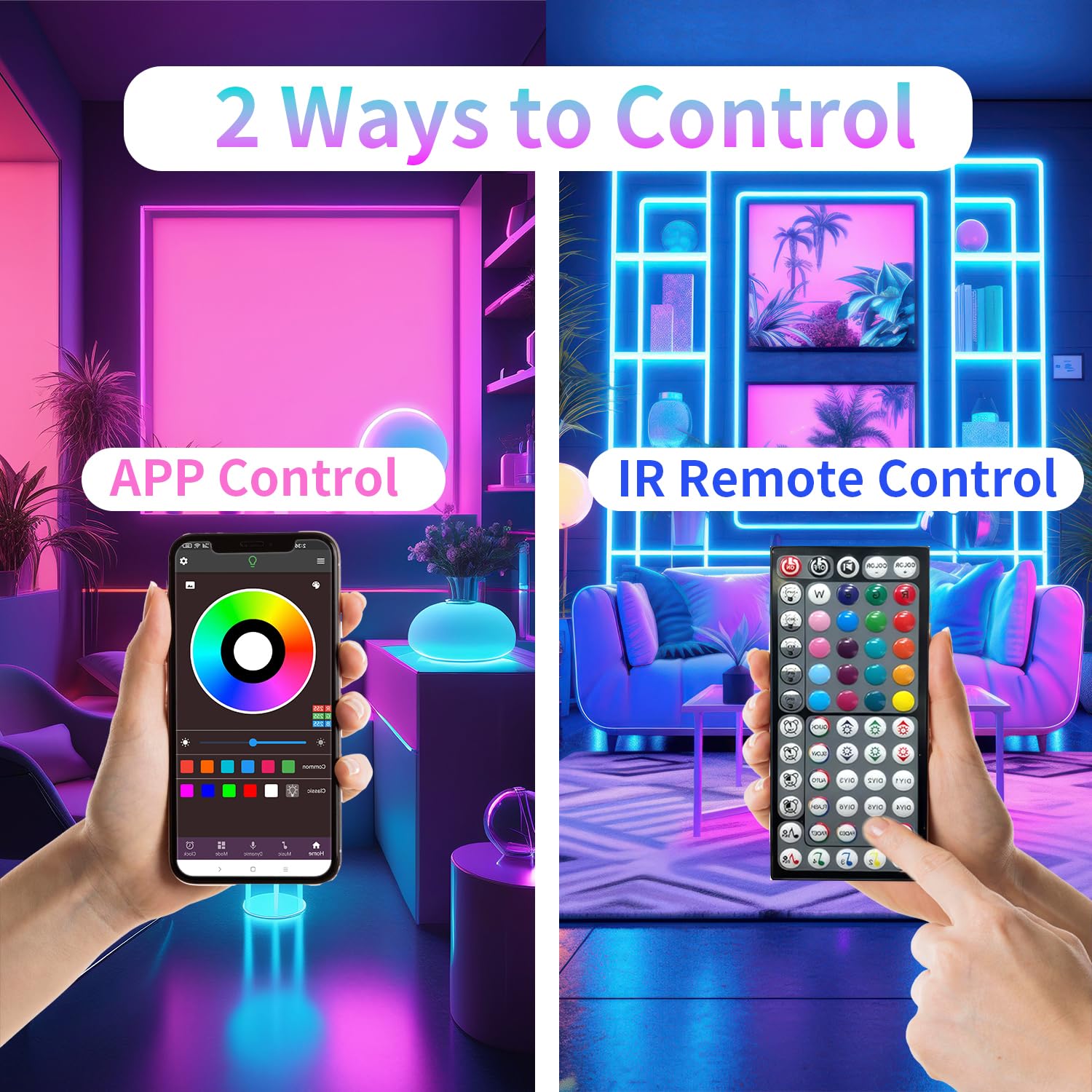 NBBUFF RGB LED Strip Lights 150FT Music Sync, Remote & App Control, Plastic, White, Model NB-rgb00-3