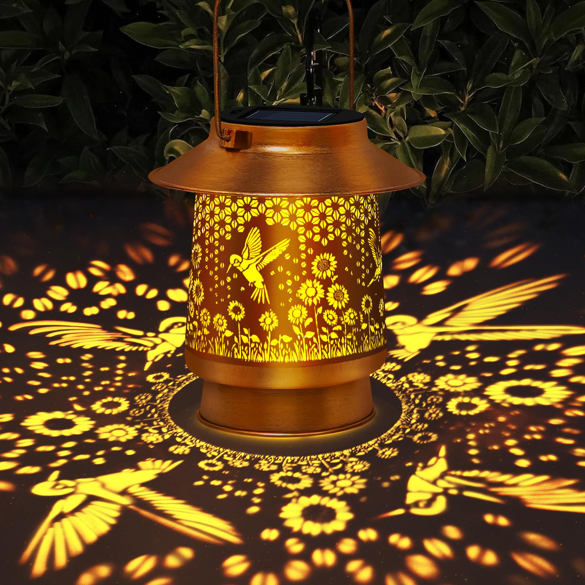Tedof Solar Lanterns Outdoor Waterproof -Metal Hummingbird Garden Decor Unique Gifts For Women,Mom,Grandma,Hanging Solar Lantern