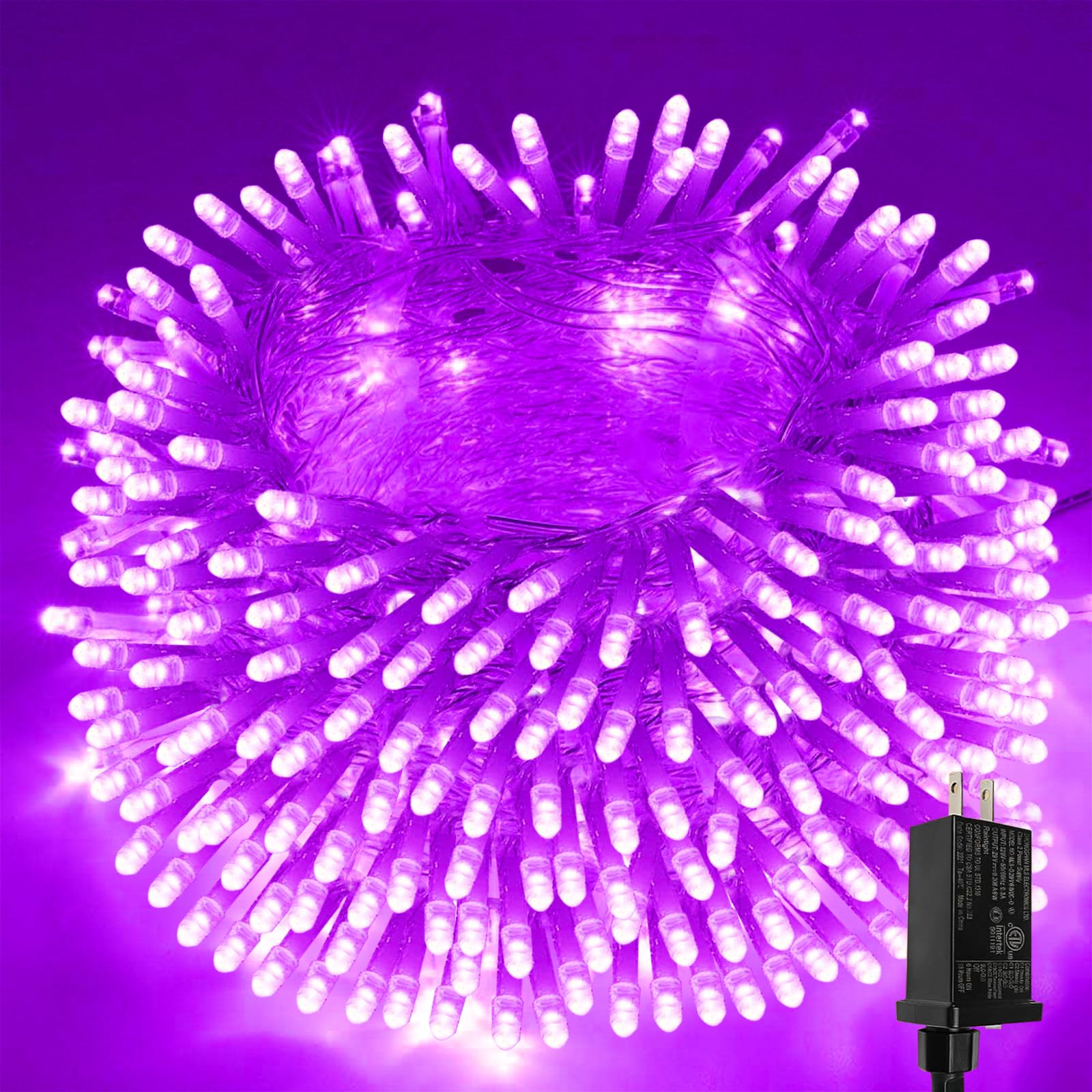 SANJICHA Purple LED Halloween String Lights, 66FT, 200 Lights, 8 Modes, Indoor/Outdoor Decorations