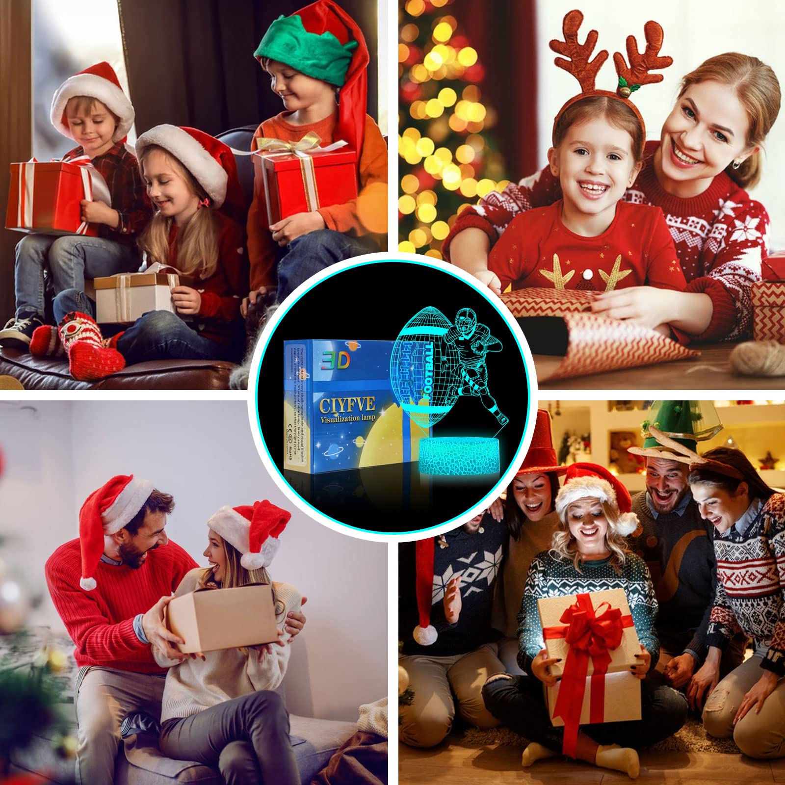 Shanjianke Football Athlete 3D Night Light Touch Control - 7 Colors Auto Gradient Night Light,Kids Night Light Suitable For Home
