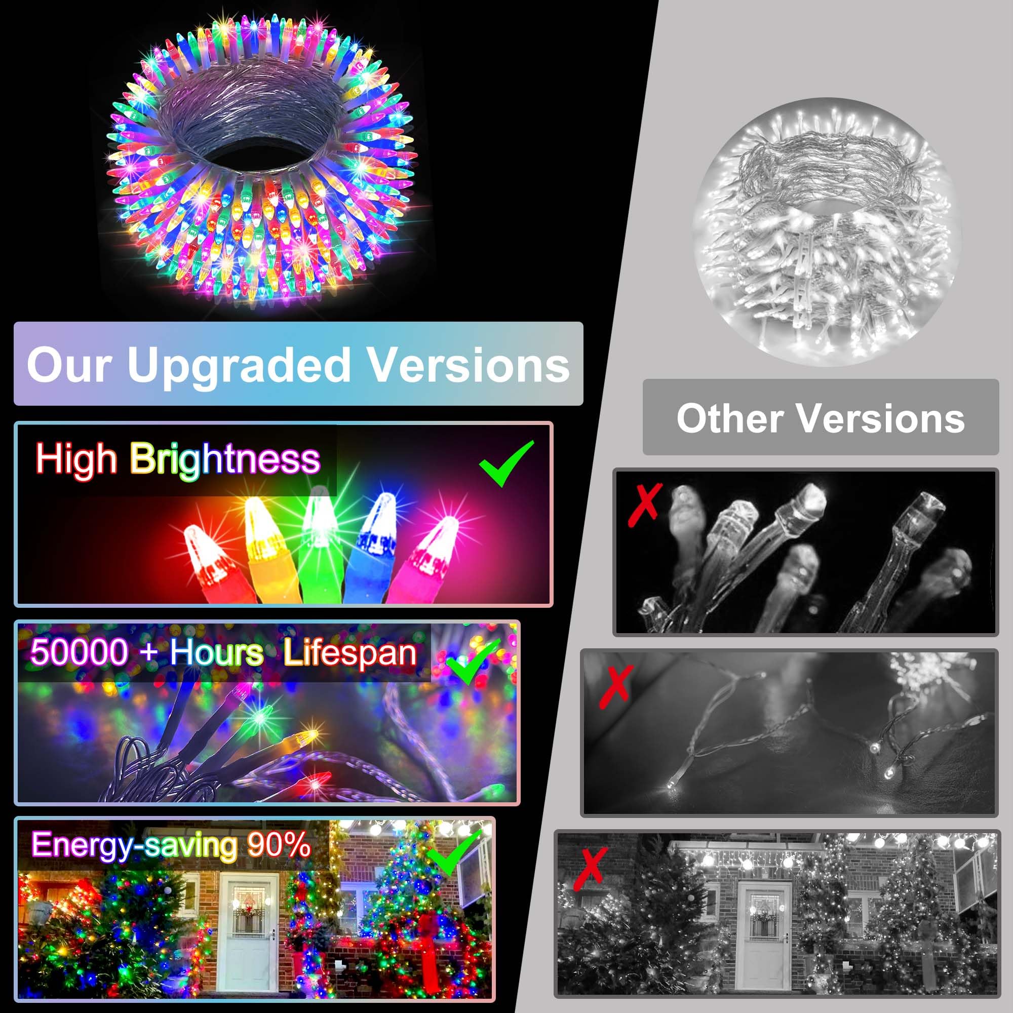 HRANBOTY 509FT Extra Long Christmas Lights, 1350 LED, Waterproof, 8 Modes, Timer, Multicolor, Model HS-1350L