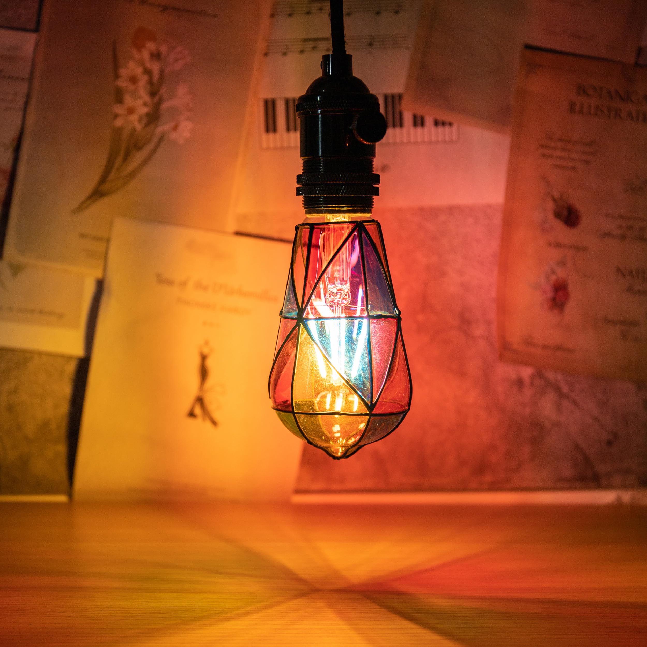 Cybaaluxzus Stained Glass Light Bulb - Rainbow Painted, Mosaic, Multi-Colored Indoor Decorative Bulb - 4W 120V - Fun Romantic An