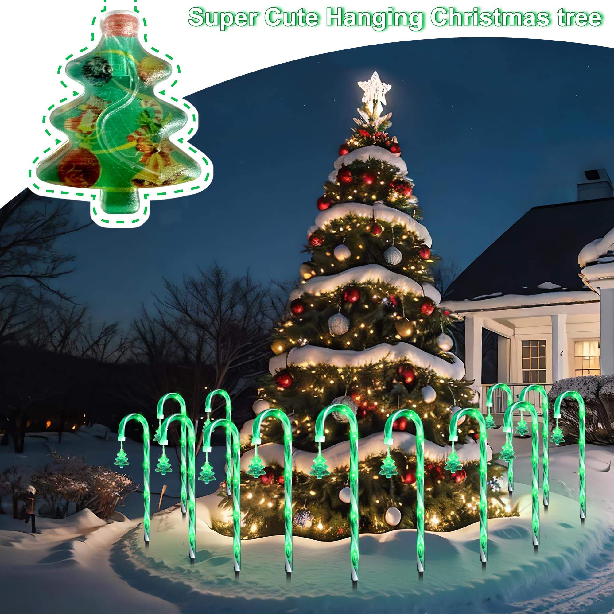 Vcoken 22'' Christmas Candy Cane Lights Outdoor Pathway - Set Of 12 Led Light Up Candy Canes Outdoor Christmas Decor, Connectabl