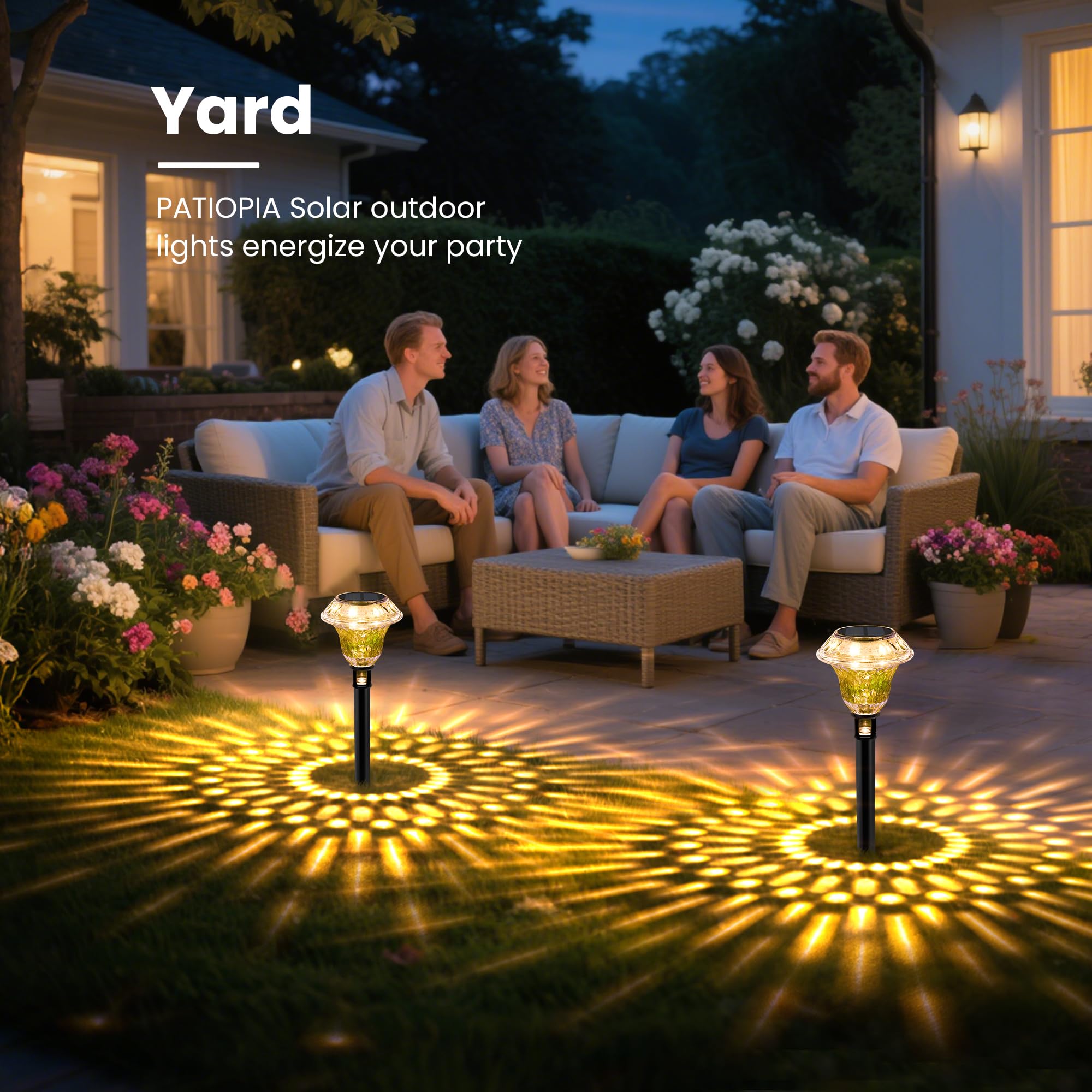 Patiopia Solar Pathway Lights Garden Decor For Yard  Solar Garden Lights For Outside Waterproof Landscape Lighting  Garden Decorative For Walkway  Driveway  Yard  Landscape  Lawn (6 Pack Warm White)