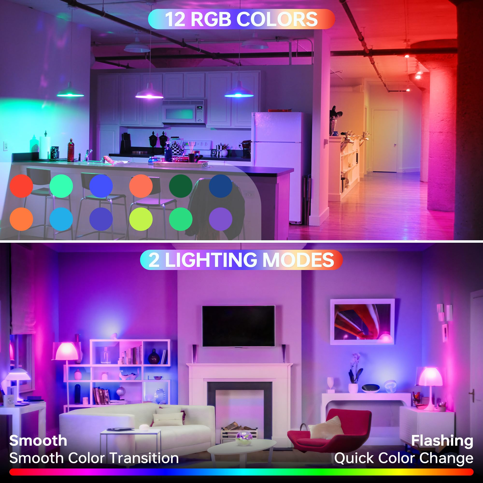 KINDEEP Rechargeable LED Night Light Bulb, 3000mAh with Remote, 400LM, 3 Color Temperatures, RGB, Wireless E26, White, 2pcs