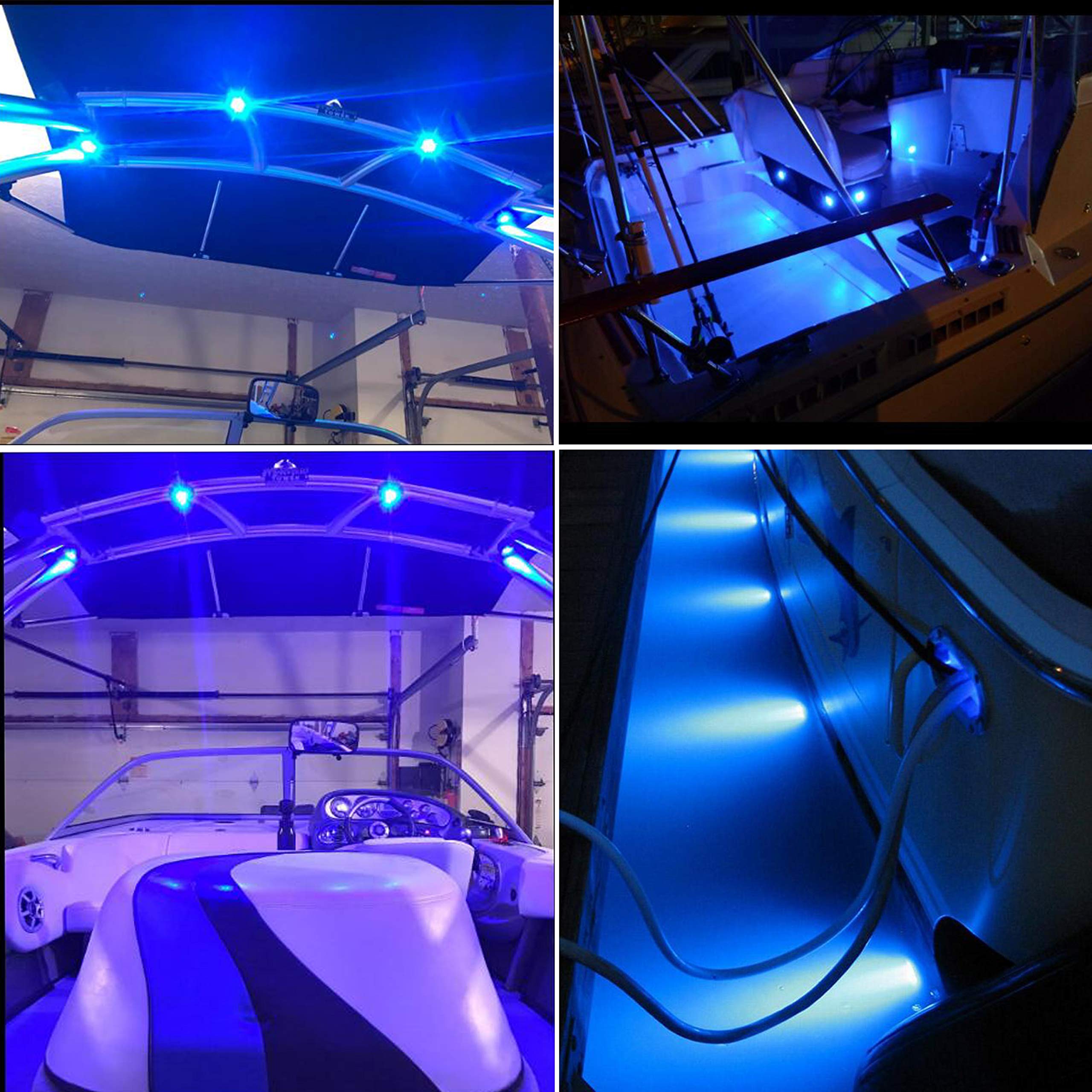 Nbwdy 10Pcs 12V Waterproof Blue Marine Boat Lights,Utility Led Interior Lights Boat Deck Courtesy Cockpit Decoration Light Boat Navigation Lights For Yacht Boat Fishing Pontoon Sailboat Kayak