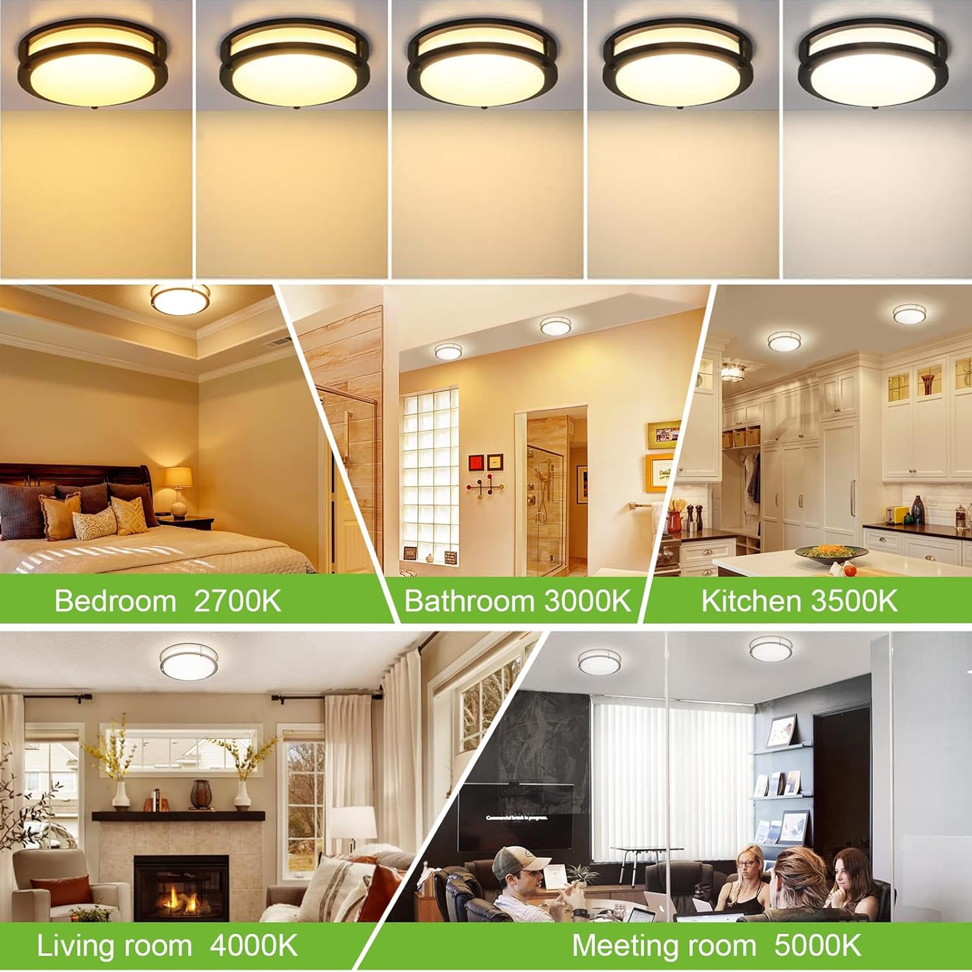 13 Inch Flush Mount Led Ceiling Light Fixture, 2700K/3000K/3500K/4000K/5000K Adjustable Ceiling Lights, Oil Rubbed Bronze Saturn