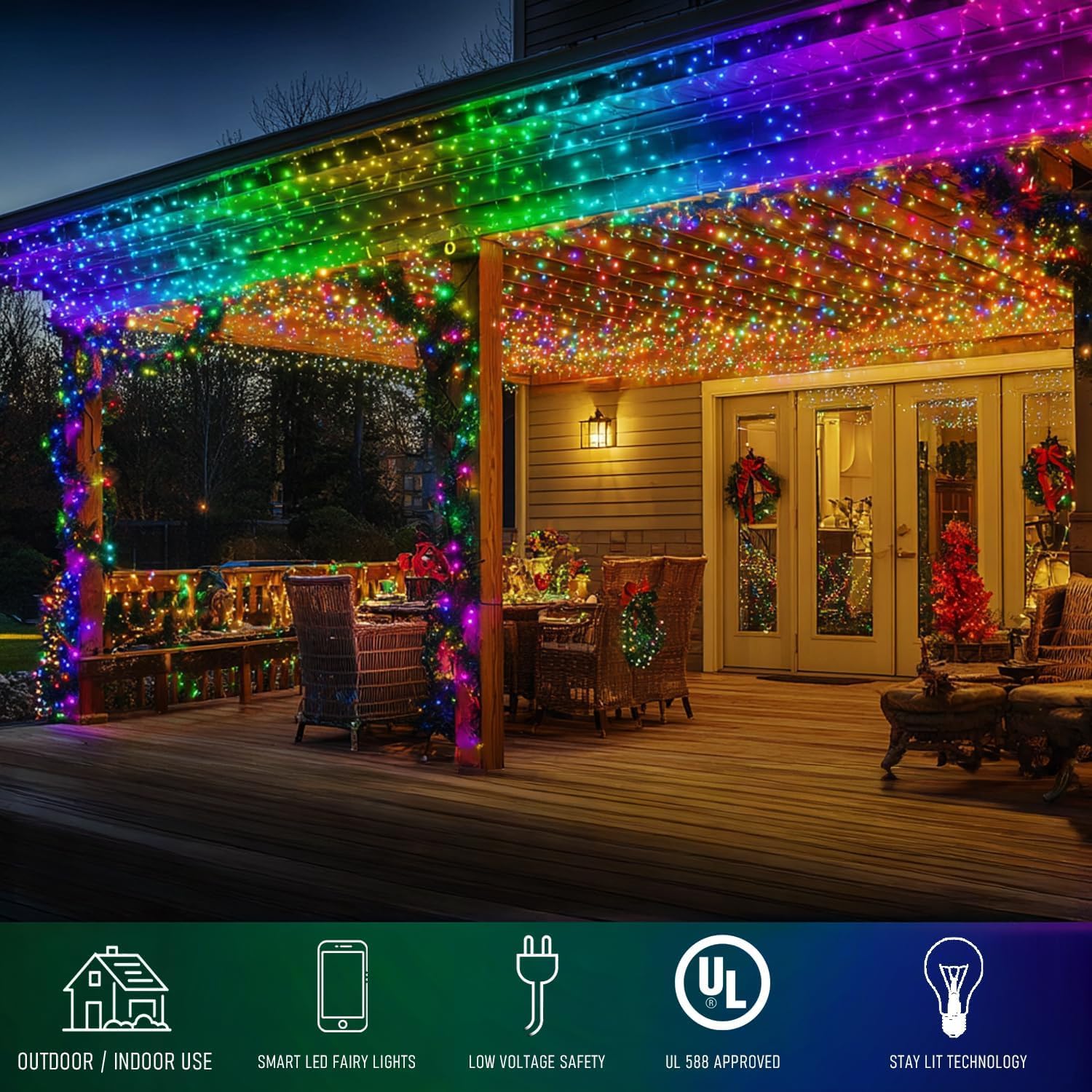 TW SHINE Smart Christmas Lights - 100 LED 33FT Color Changing RGB String Lights with Remote & APP, Waterproof for Indoor/Outdoor Use