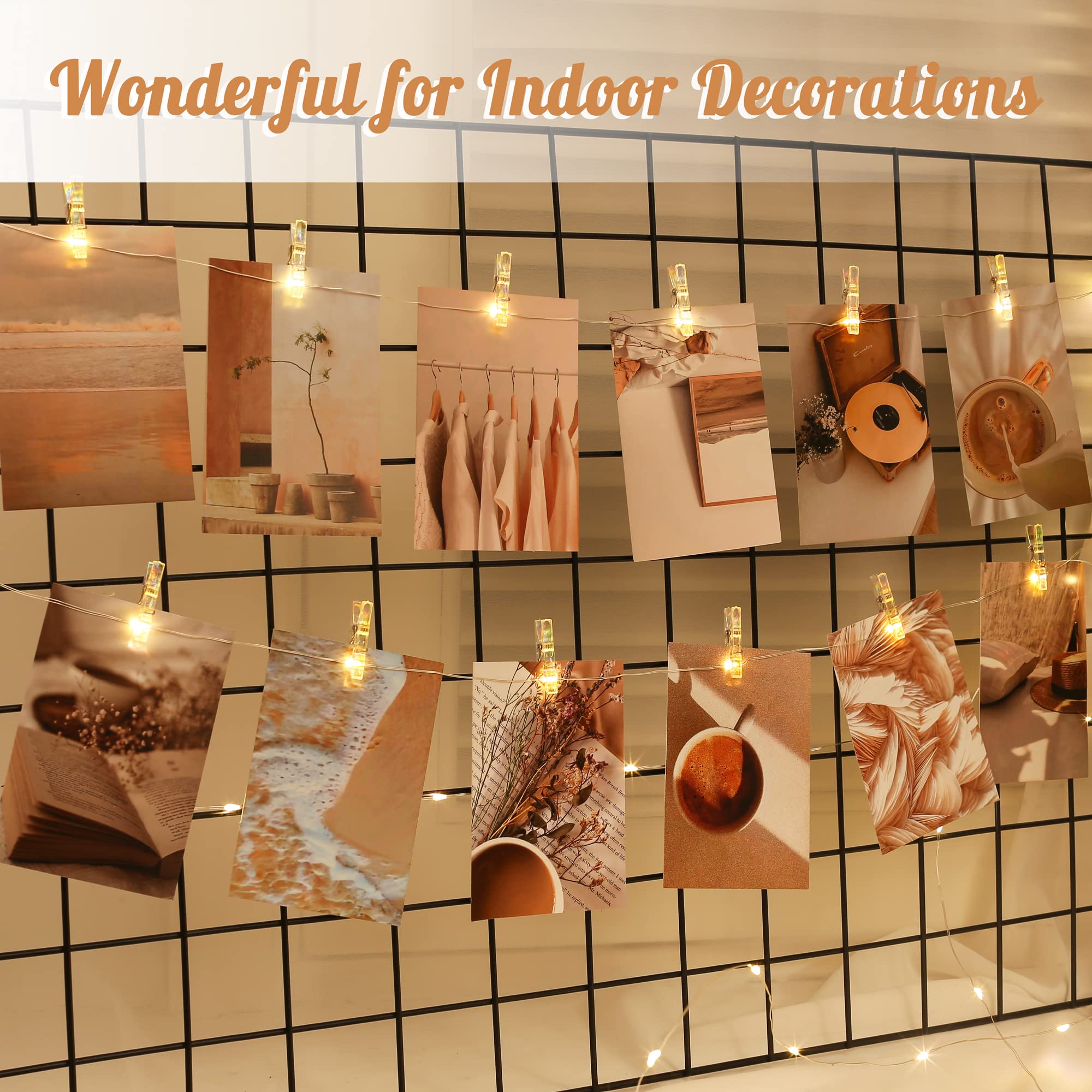 100Led Photo Clips String Light,33Ft Fairy Lights With 51 Clips, Battery Operated String Lights With Clips For Pictures, Room Decorations For Dorm Wall Bedroom Wedding Christmas Tree(Plating Clips)