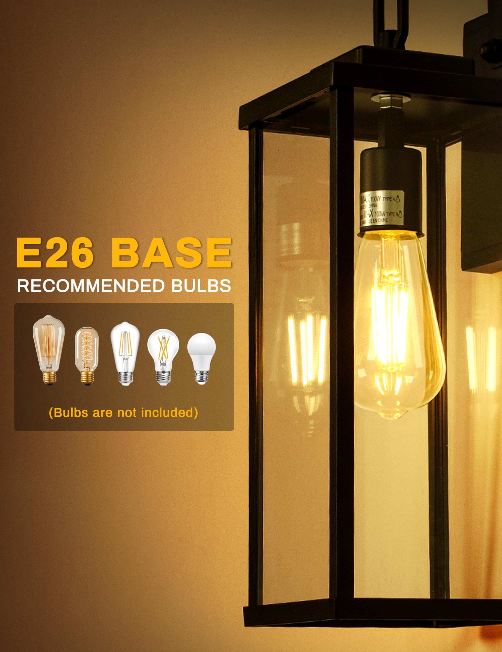 DORESshop Large Size Dusk to Dawn Outdoor Wall Lights, 16 Inch Matte Black Waterproof Anti-Rust Outdoor Light Fixtures Wall Moun