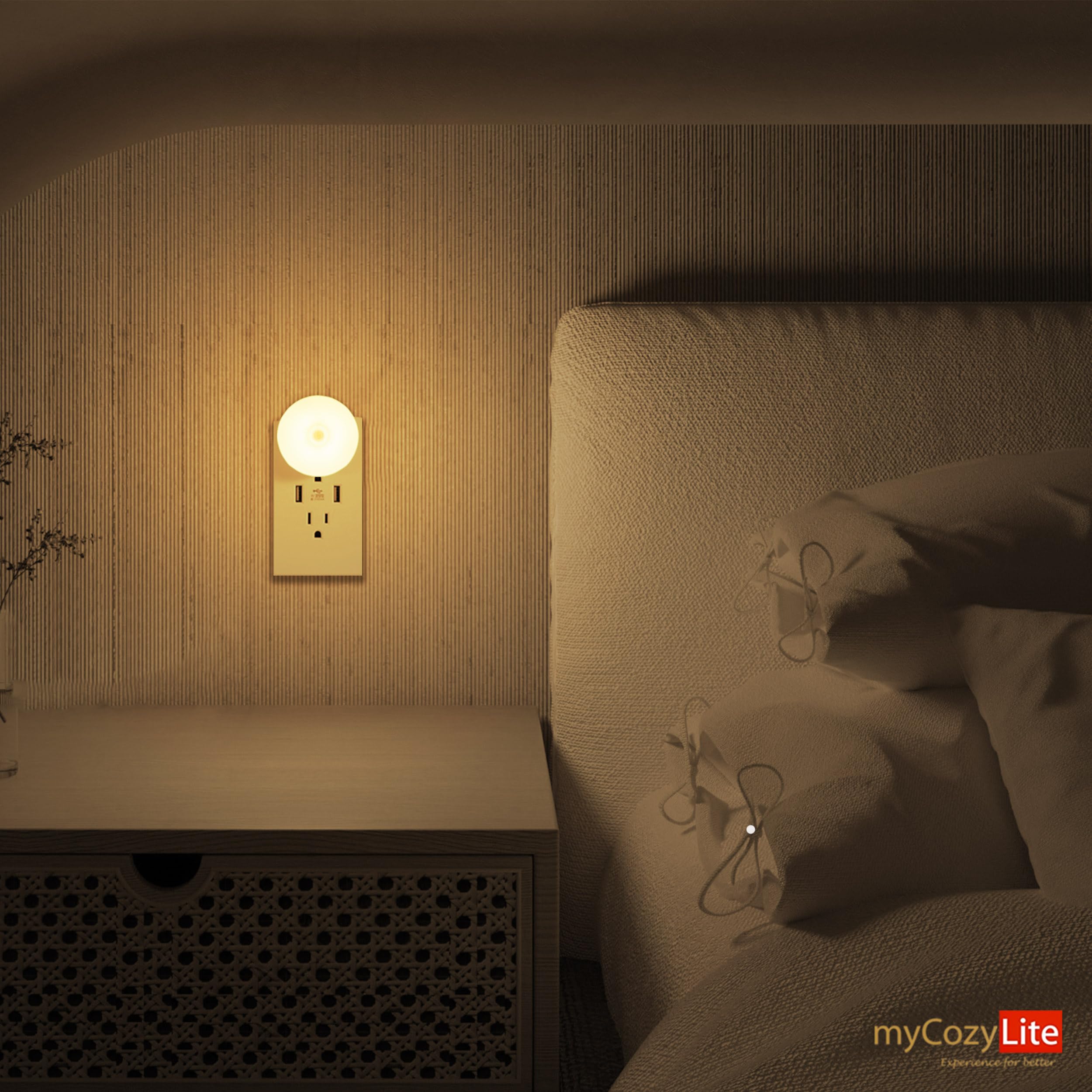 Night Lights Plug Into Wall, 2 Pack, Motion Sensor Night Light, Automatic Night Light, Warm Hue, Slim, Motion Activated Light In