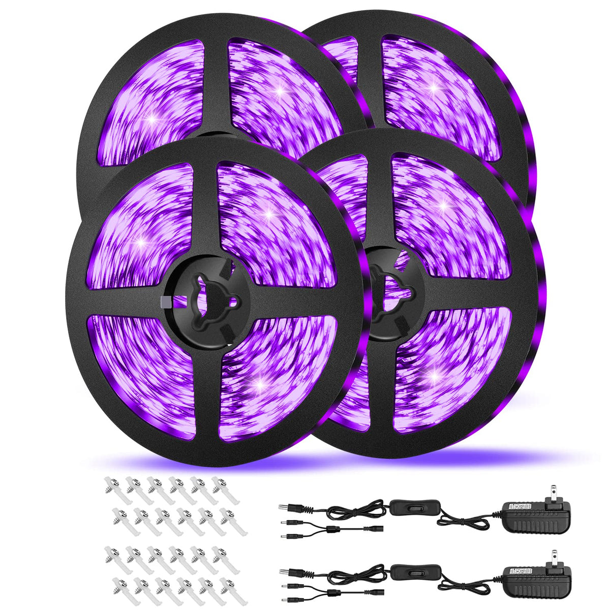 Tigqiang Black Light Strip, 79Ft/24M Flexible Led Black Light With Kit, 1440 Lamp Beads, 12V Black Light, Halloween Decorations