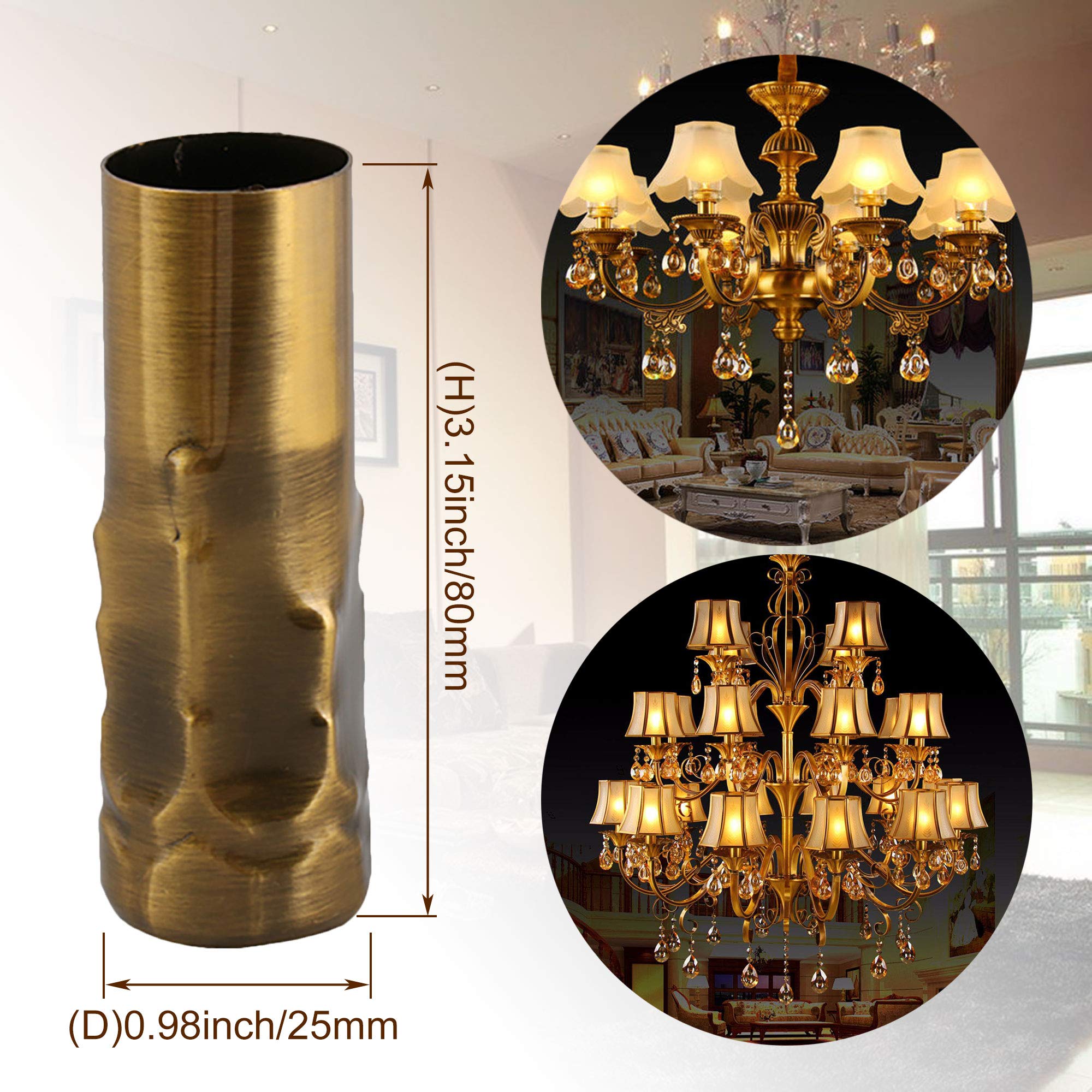 RDEXP 6Pcs Chandelier Candle Drip Shape Light Cover Sleeves Socket 25mm Dia Bronze
