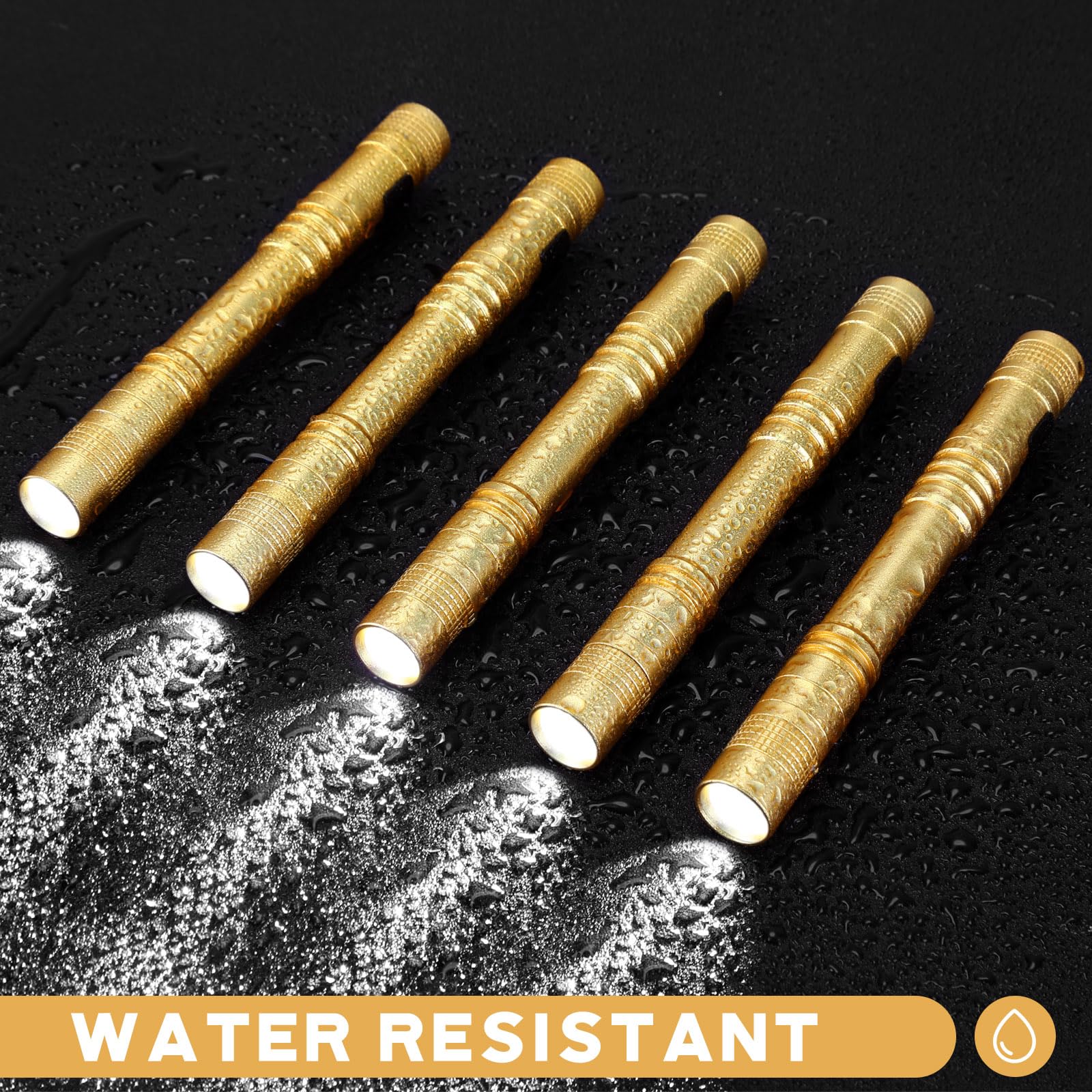 Hortsun Mini Pen Light Flashlights, 5.12 Inch, Yellow, LED, Aluminum, 20 Pcs Gifts for Fathers Day, Pocket Size with Clip