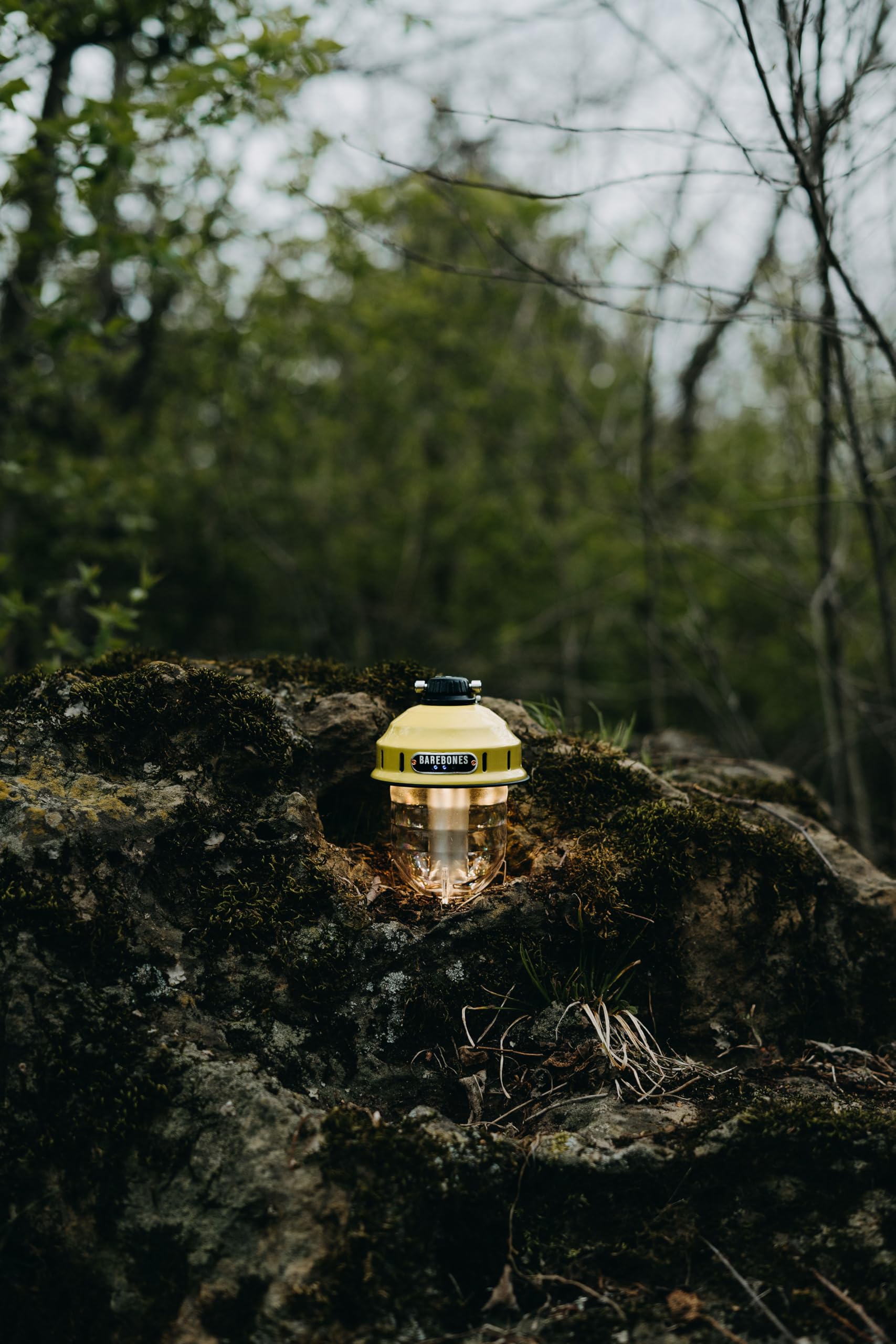 Barebones Beacon Hanging Light - Rechargeable LED Lantern, Weatherproof, 6inx3in, Dusty Yellow, Model LIV-235