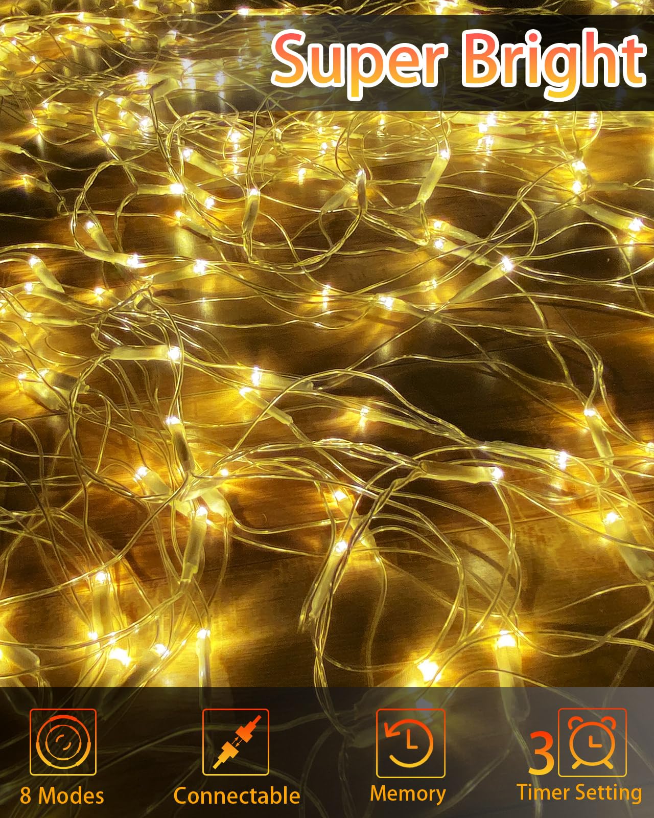 12Ft X 5Ft Christmas Net Lights, 360 Led Net Lights With 8 Modes, Connecable, Timer, Waterproof Christmas Lights Outdoor Bush Me