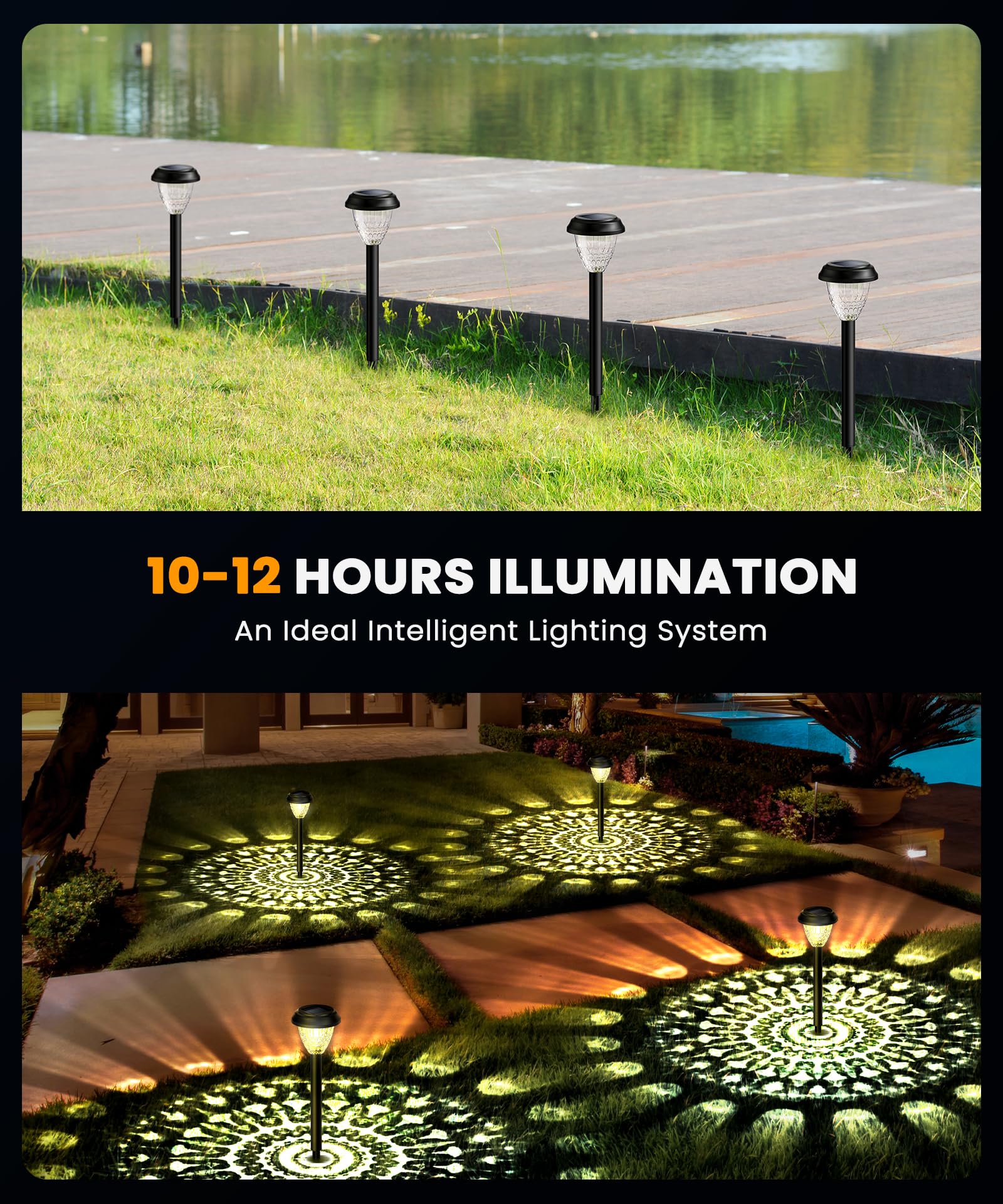 Sunow Super Bright Solar Lights For Outside, Up To 12H Solar Lights Outdoor Waterproof, 8 Pack Outdoor Lights Decorative, Garden