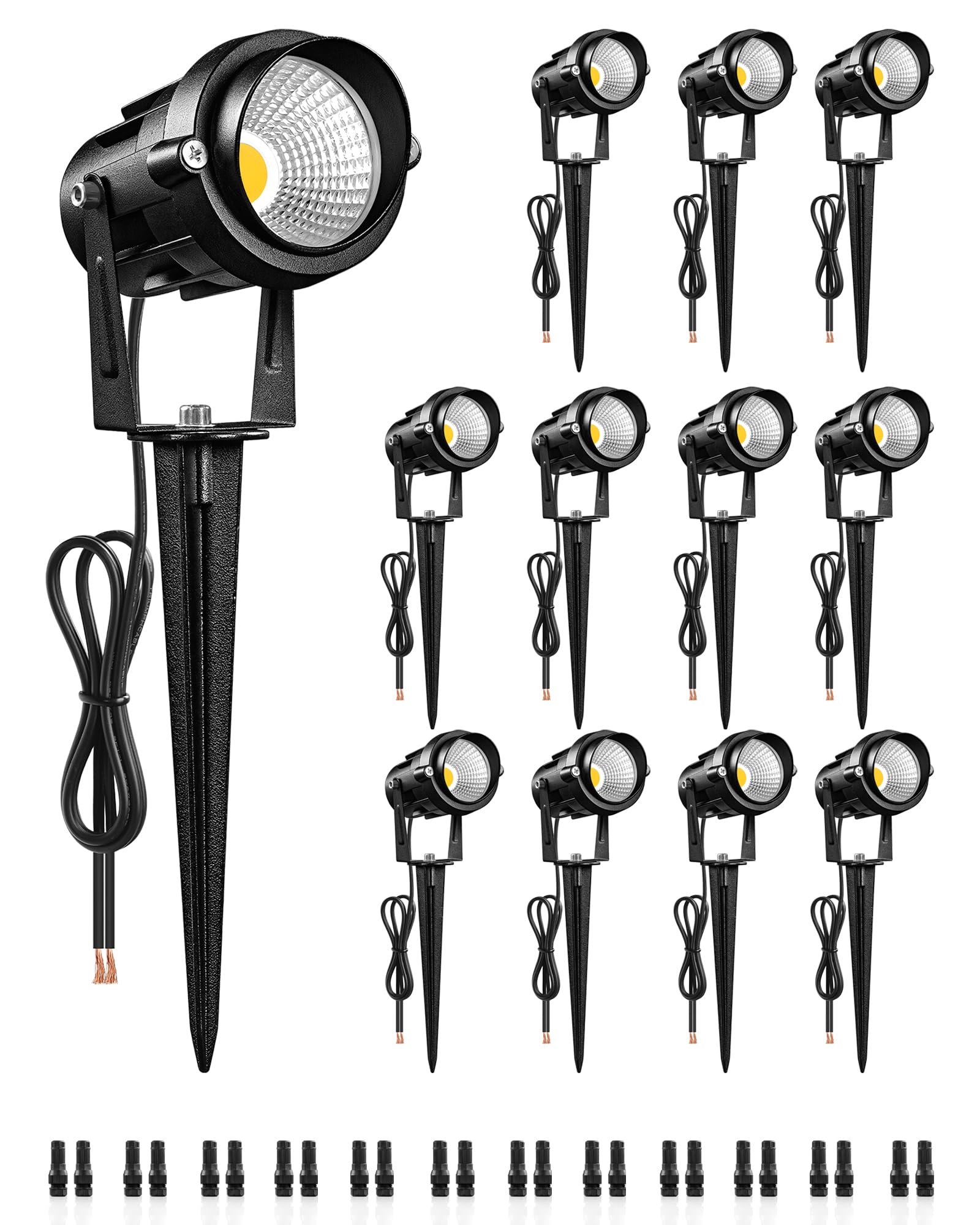 Wilawels 6W 700Lm Low Voltage Landscape Lighting  12V Ac/Dc 3000K Warm White Led Low Voltage Landscape Lights  Ip65 Waterproof Outdoor Spotlights With Connectors For Garden Tree Yard 12Pack W01Slp1206