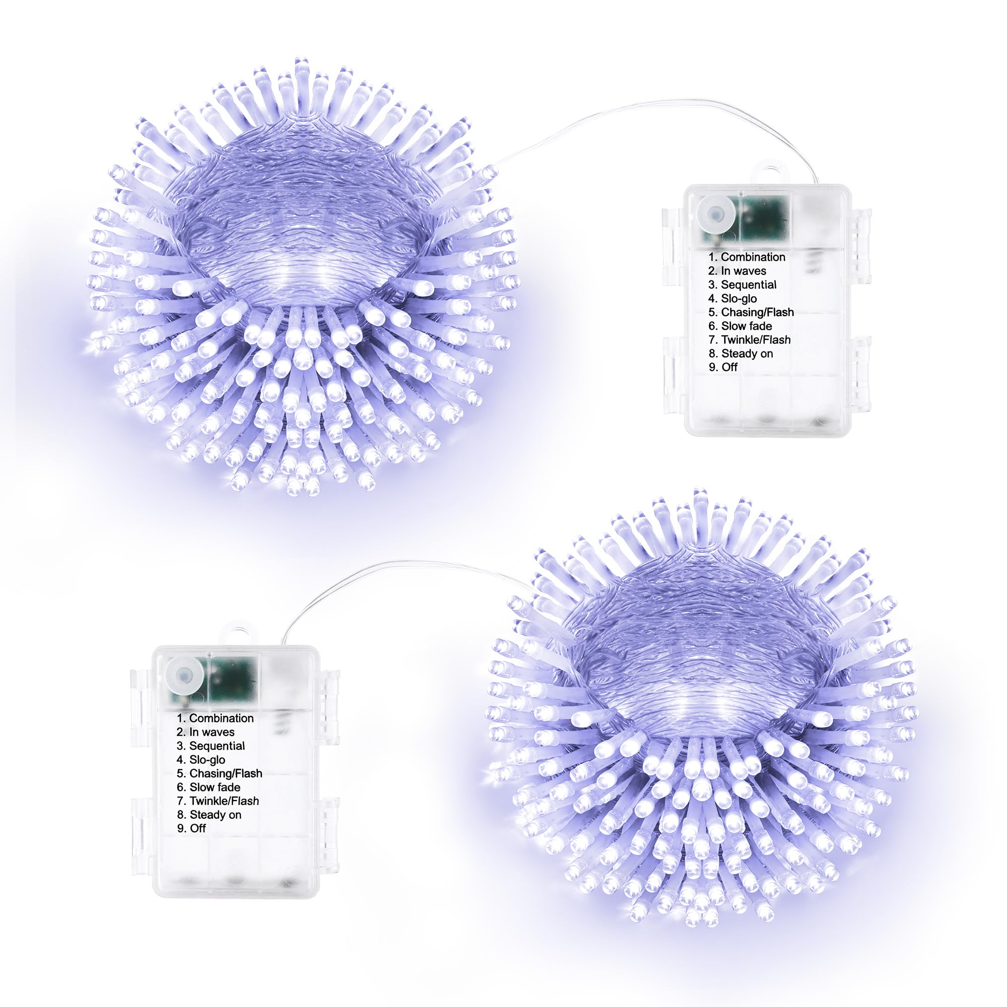 Lomotech Battery Operated Christmas Lights - 2 Pack Total 33Ft 100Leds String Lights 8 Modes Waterproof With Timer For Home  Garden  Party  Holiday  Tree Decoration (Clear Wire  Warm White)