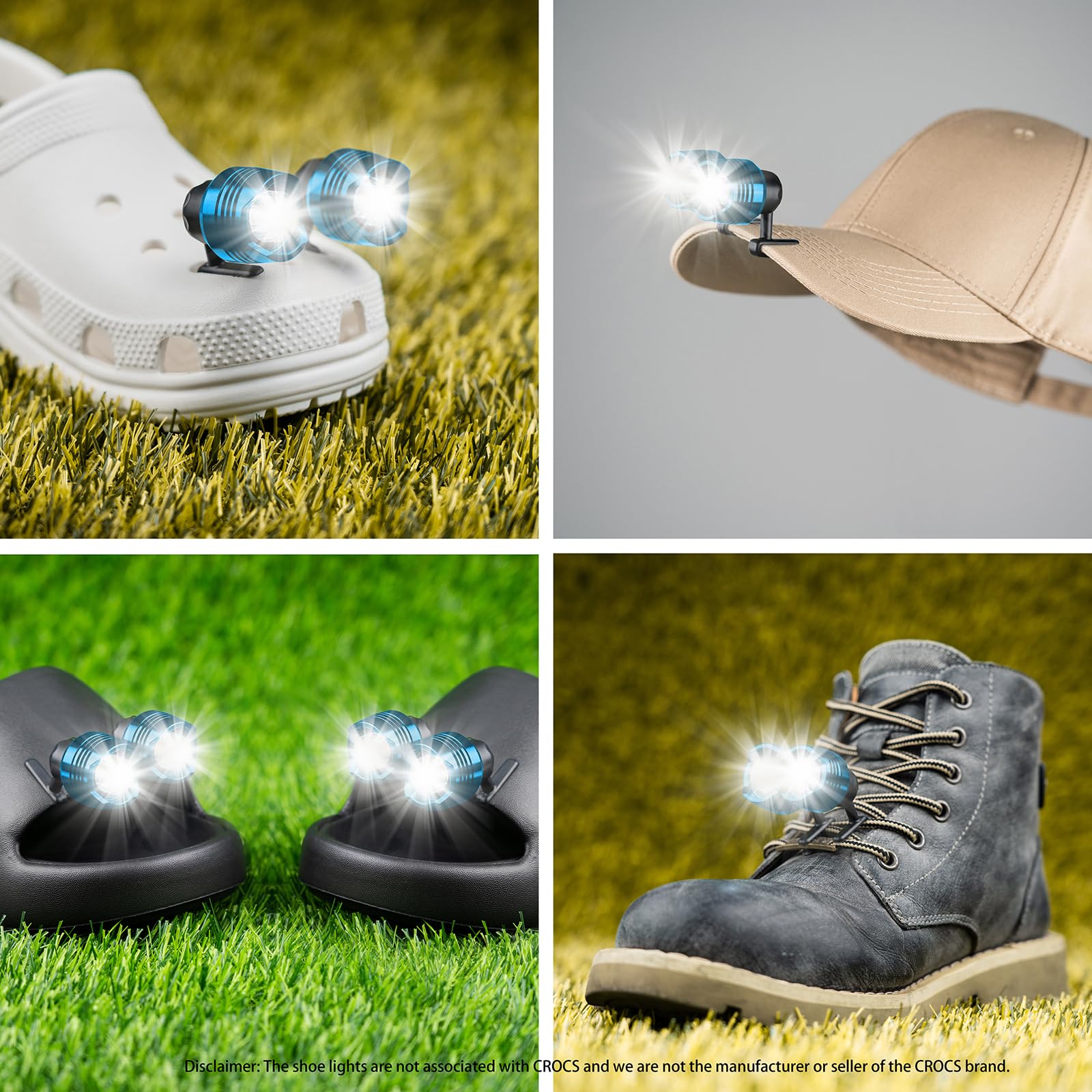 WINNDACHI Rechargeable Headlights for Clogs, Adjustable Light, Clip-on, Blue, Model WDC-102A-BU