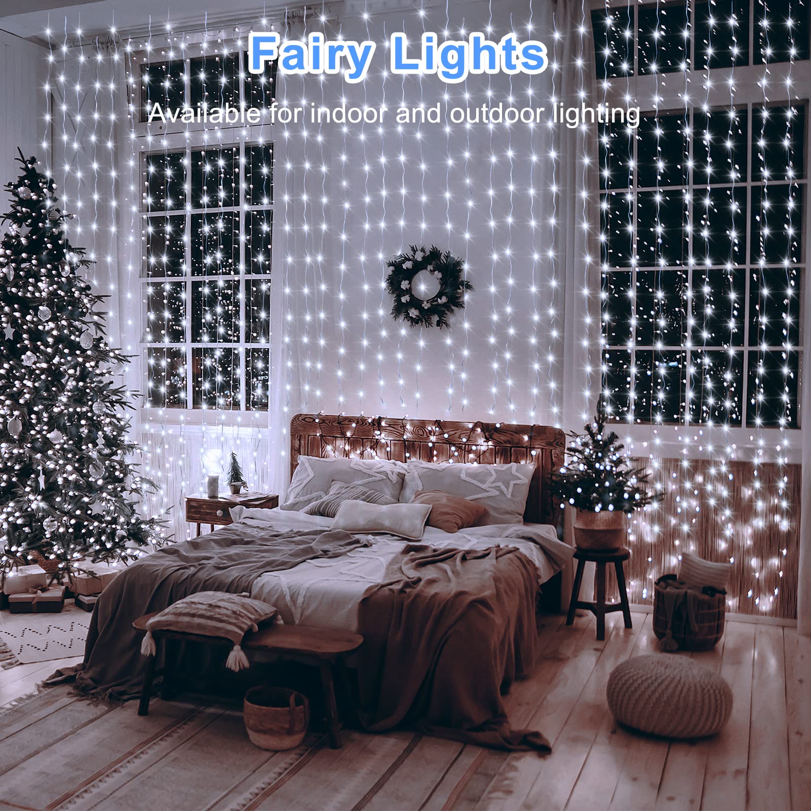Lumbelle Fairy Curtain Lights Cool White Window Hanging Lights Usb Plug In With 8 Modes Hooks Outdoor Curtain Lights Ip68 Fully