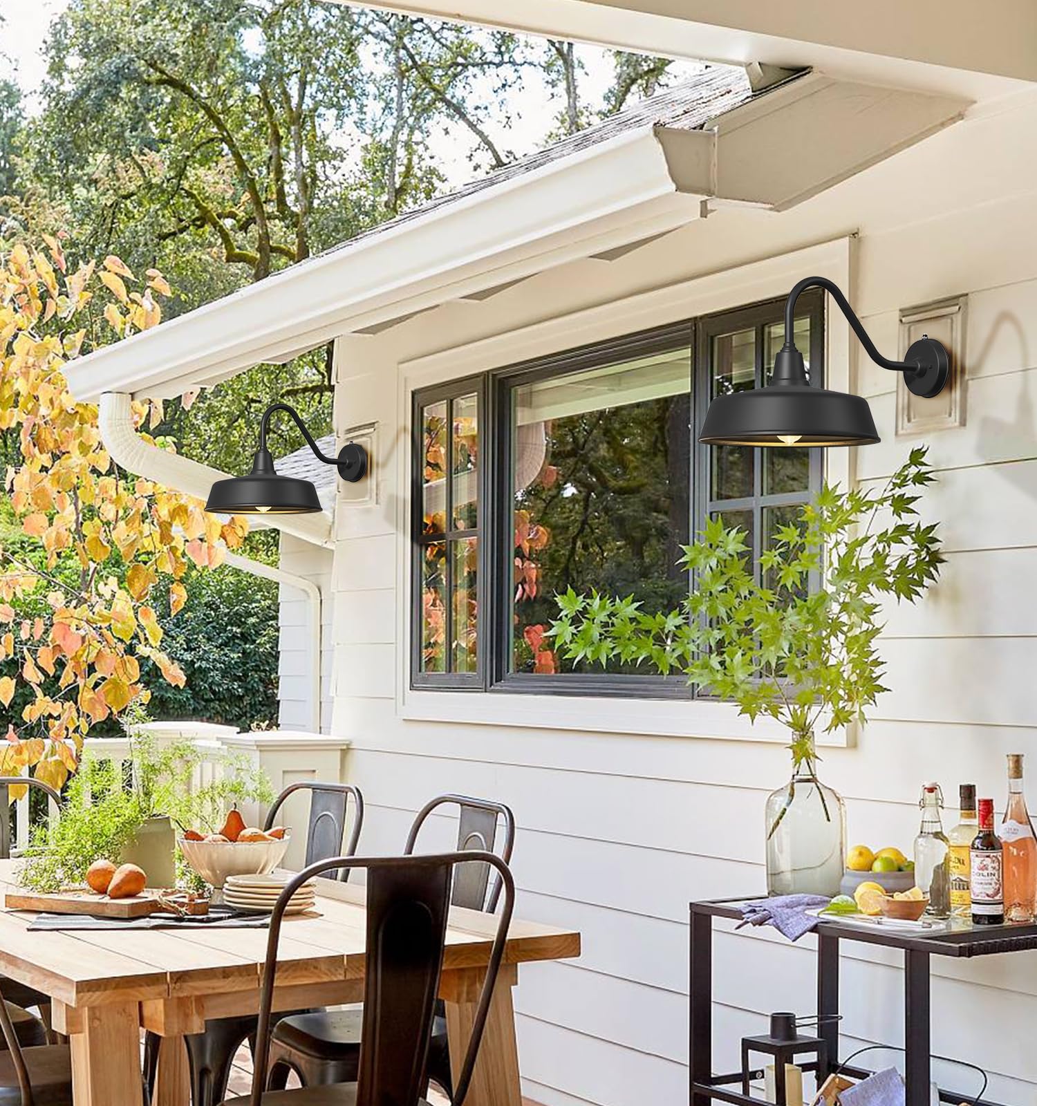 Ytzlvw 15&quot; Outdoor Gooseneck Barn Light, Waterproof Metal Dusk To Dawn Fixture, Black