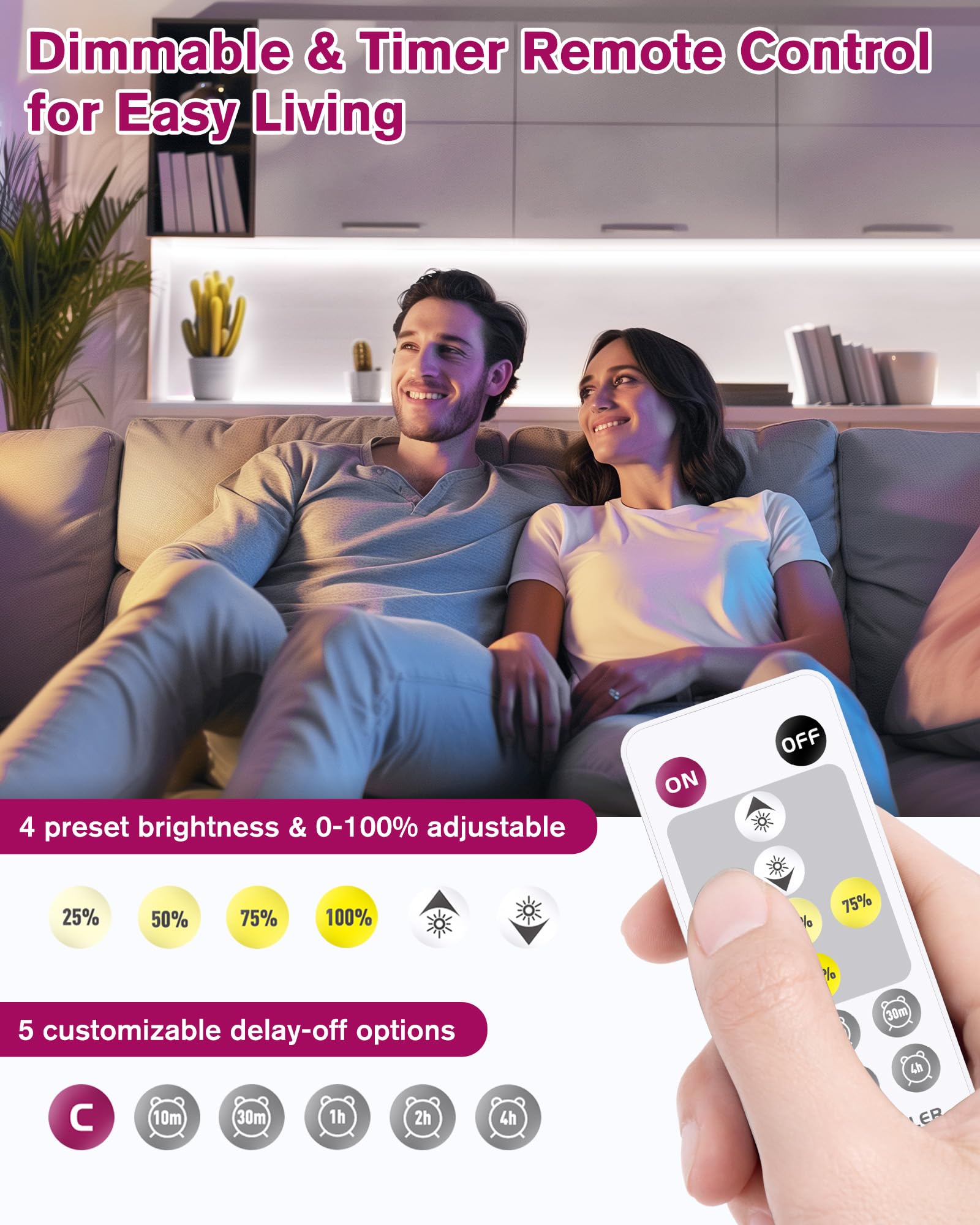 EMITEVER COB LED Strip Lights Kit, 16.4ft Dimmable Tape Light, 5000K, CRI90+, UL Listed, Model FN-FC-480-24,