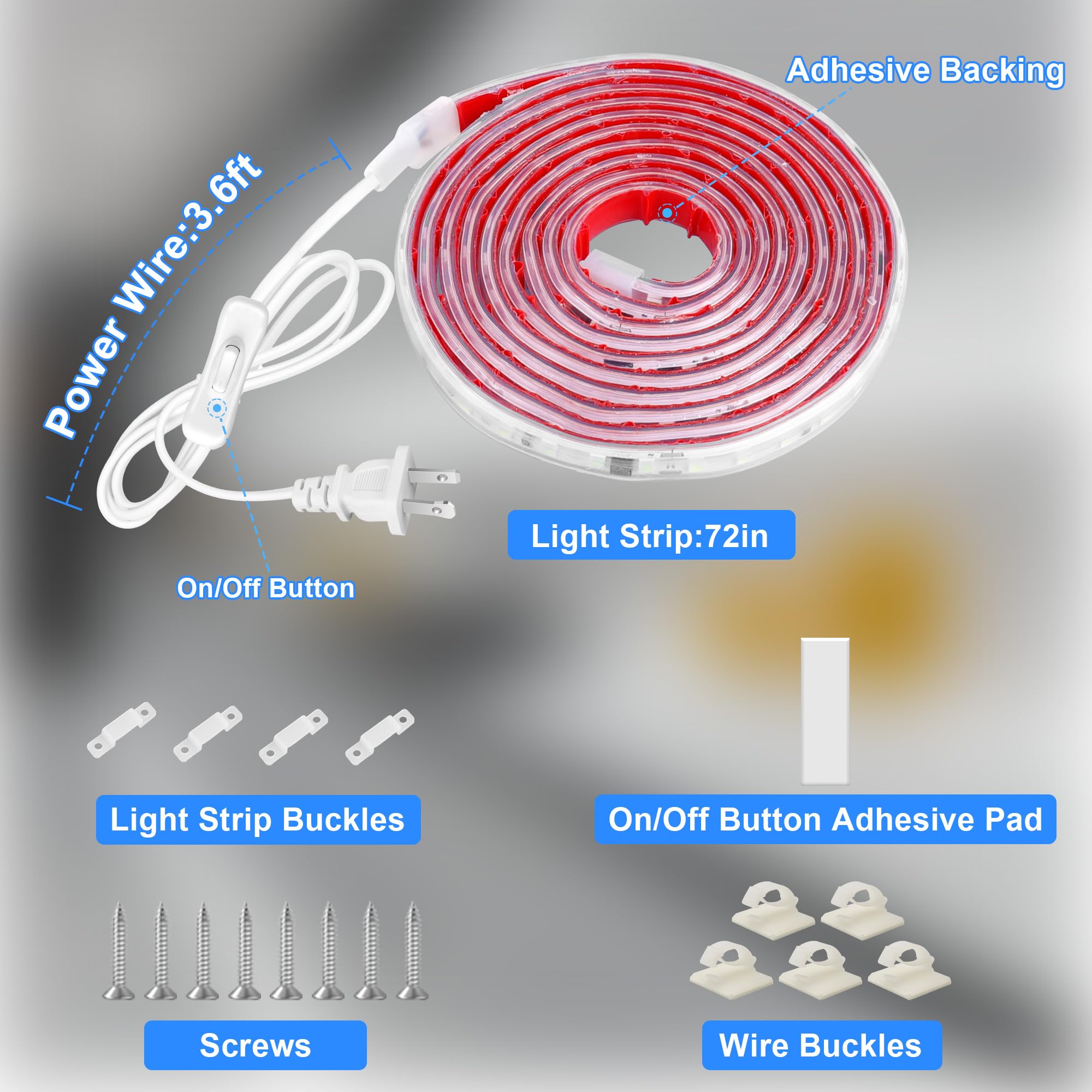 maylit Under Cabinet LED Light Bar, 6000K Cool White, 72in Wired, PCB+LED Material
