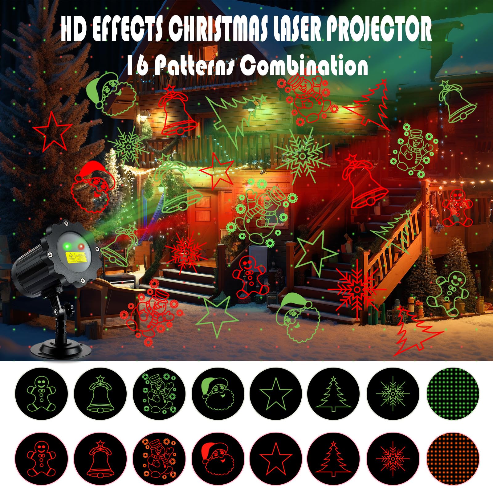 Efobo Brighter Christmas Projector Lights Outdoor, Waterproof Laser Christmas Projector With Remote, Christmas Spotlight Decorat