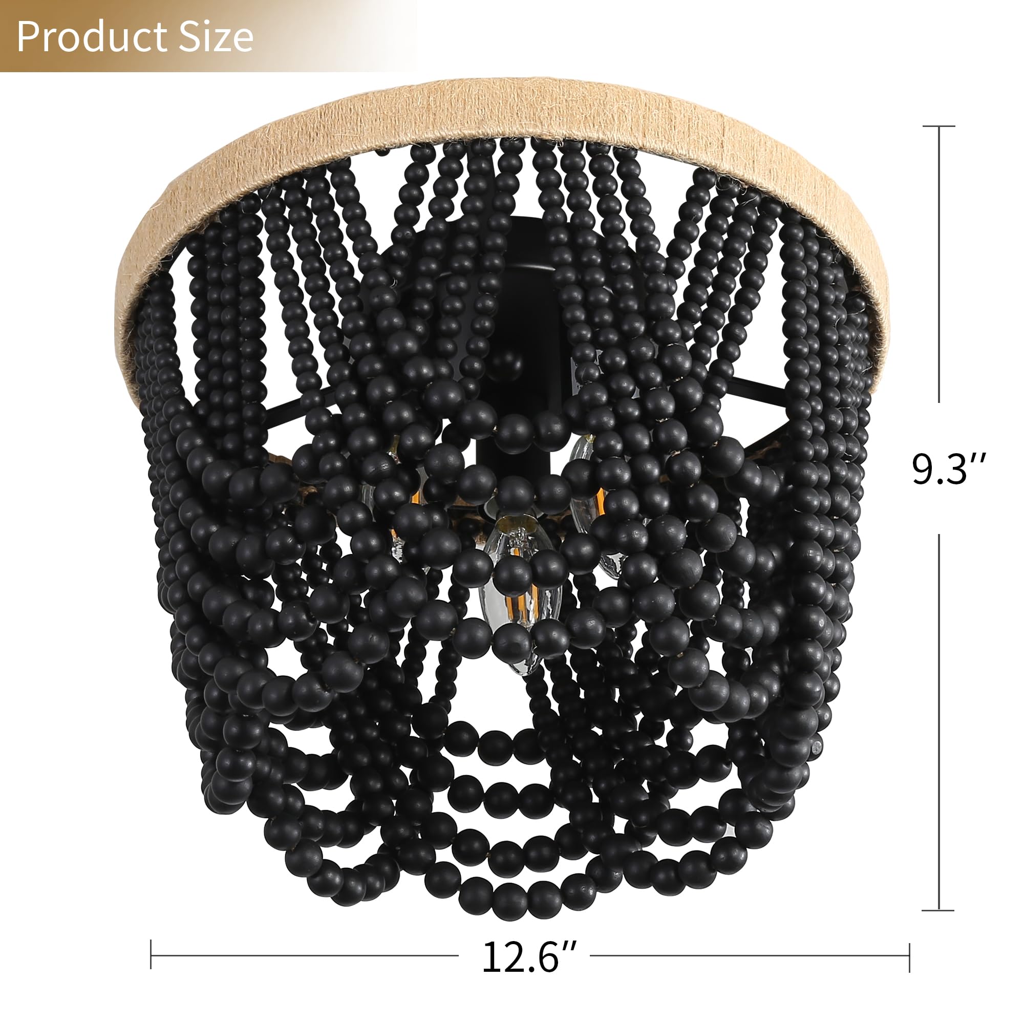 Ryahq Bohemian Lighting Bohemian Chandelier Handmade Beaded Chandelier Vintage Hemp Rope Woven Ceiling Lighting 3 Lights Wood Be