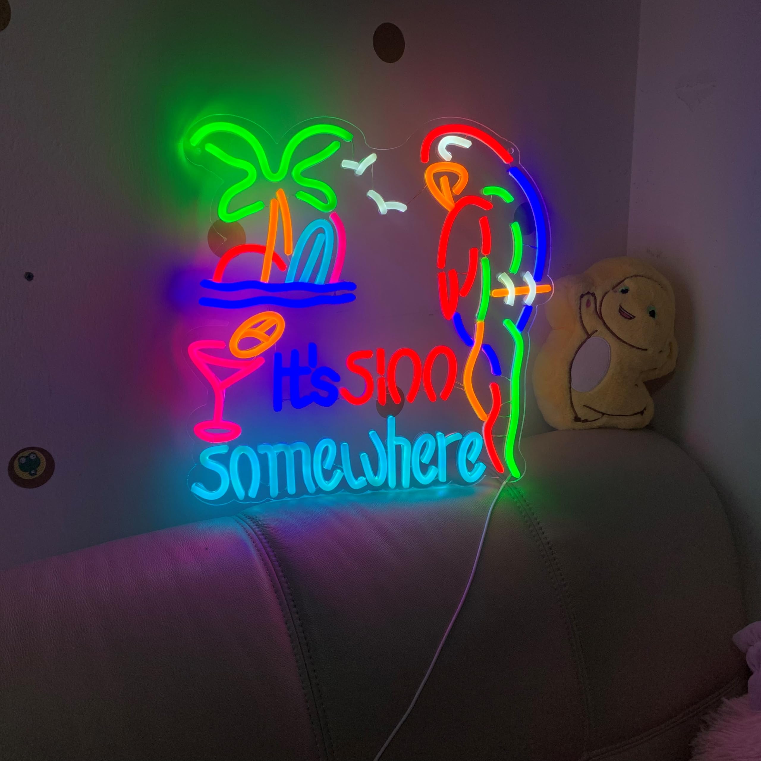 Its 5 OClock Somewhere 5:00 Neon Light Sign Home malt-inspired Bar Pub Recreation Room Game Lights Windows Glass Wall Signs Party Birthday Bedroom Bedside Table Decoration Gifts Led