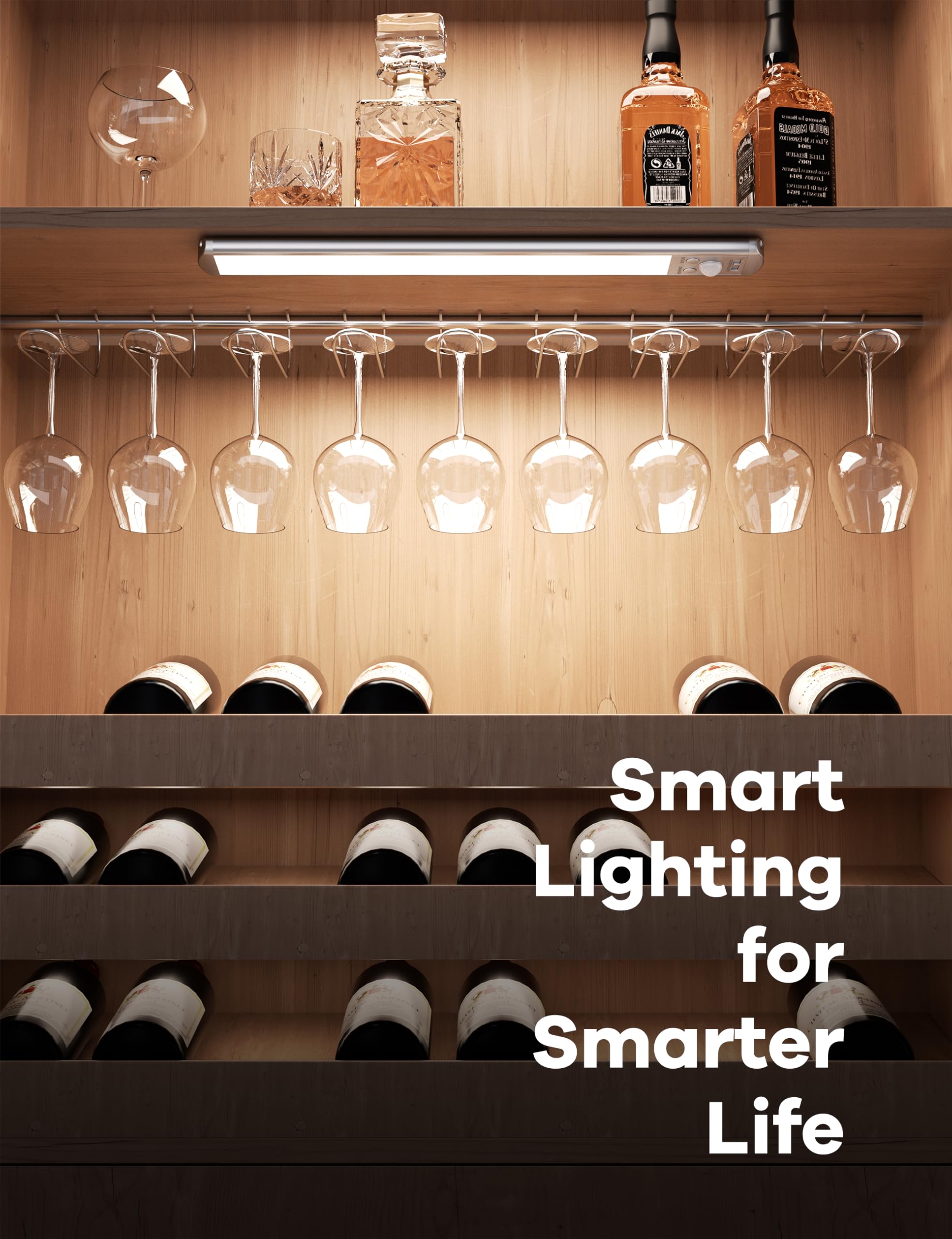 Joyzy 2 Pack Rechargeable Under Cabinet Lighting Battery Operated Closet Light,92 Led Motion Sensor Indoor, Dimmable Kicthen Cou